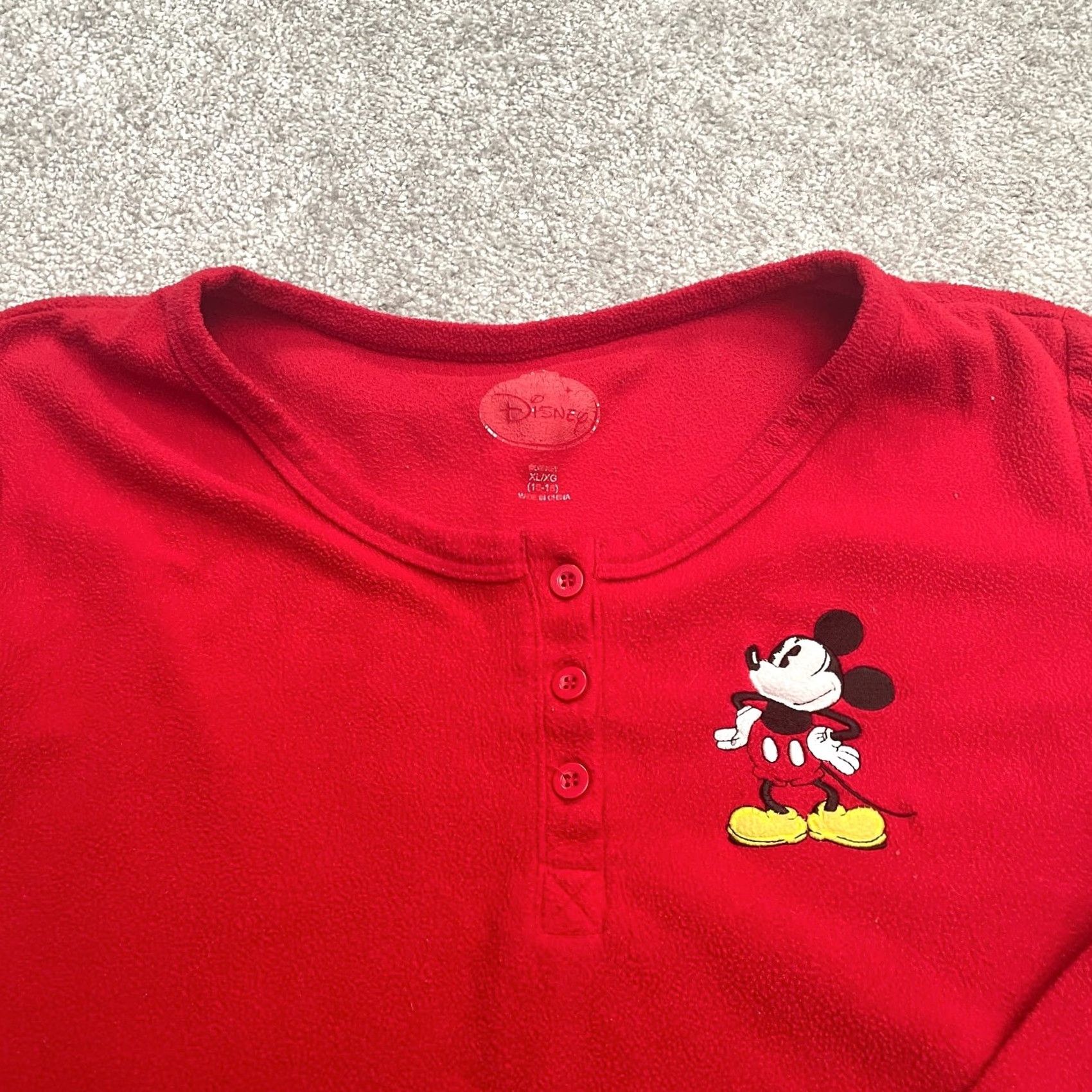 Disney Disney Mickey Mouse Sleepwear Shirt Womens XL Red Henley Long Sleeve Pajama Top Size XL / US 12-14 / IT 48-50 - 3 Thumbnail