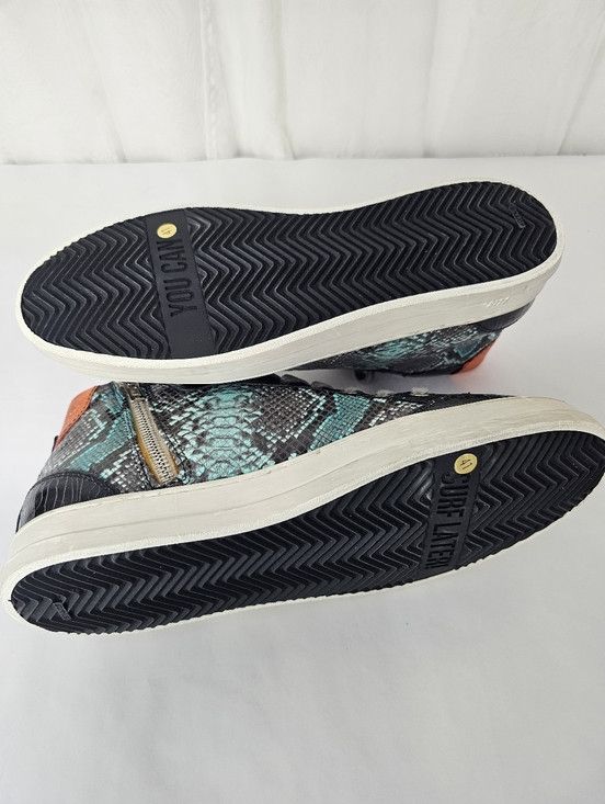 P448 P448 Turquoise Snake Silver Glitter Sneakers Luxe Streetwear Size US 11 / IT 41 - 7 Thumbnail
