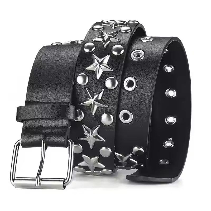Leather Vintage Star Rivet Belt Size ONE SIZE - 1 Thumbnail