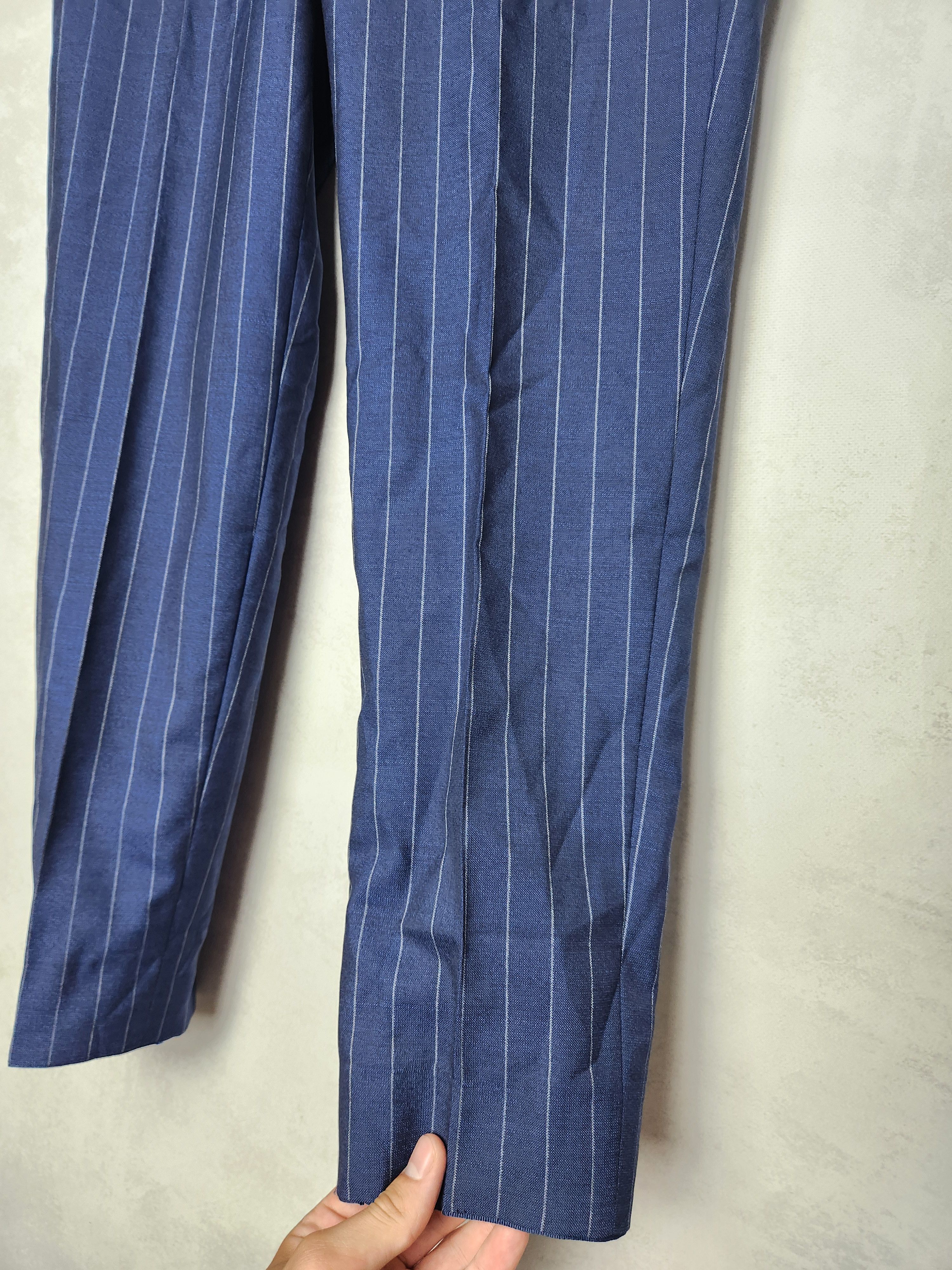 Suitsupply Suitsupply Lazio Single Breasted stripes blue suit slim Size 46R - 13 Thumbnail