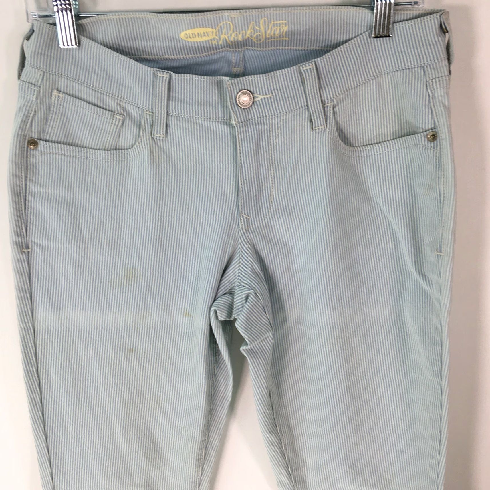 Old Navy Old Navy Rockstar Jeans Womens Stretch Regular Skinny Blue Stripe Size 8 Size 30" / US 8 / IT 44 - 3 Thumbnail