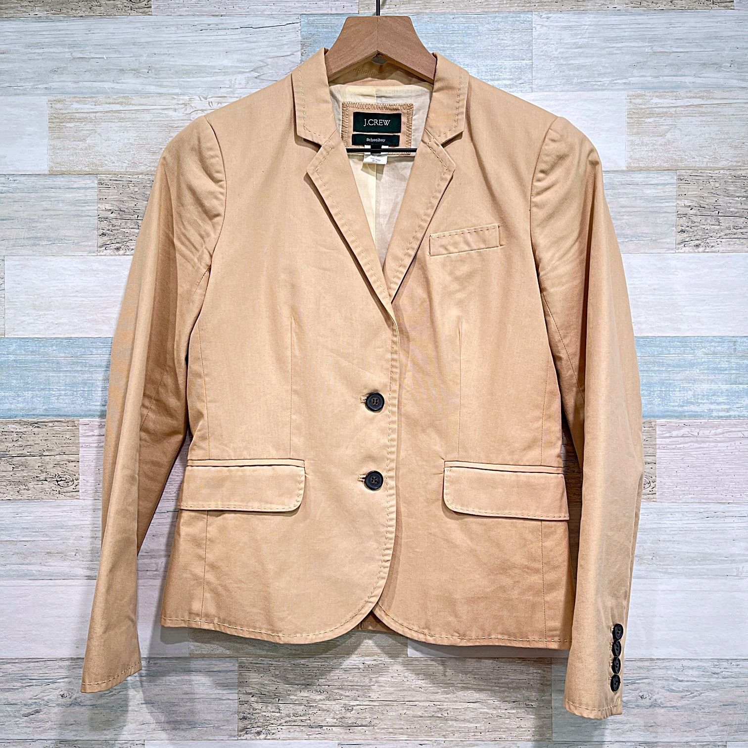 Other J Crew Cotton Silk Schoolboy Blazer Tan Two Button Lined 0 Size XS / US 0-2 / IT 36-38 - 1 Thumbnail
