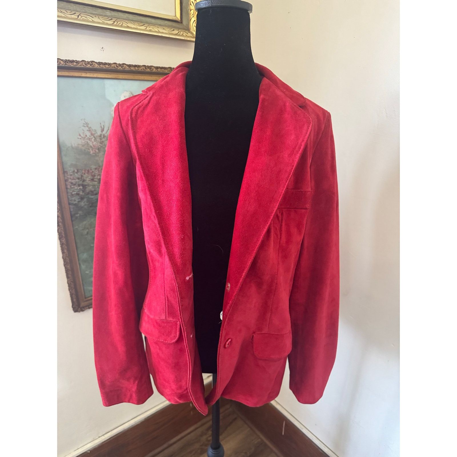 Other Vintage Split End Ltd Red Suede Blazer Jacket Size 14 Size XL / US 12-14 / IT 48-50 - 2 Thumbnail