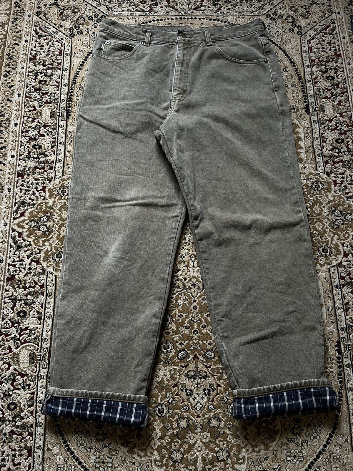 L.L. Bean × Vintage LL Bean Jeans Khaki Plaid Flanel Size US 34 / EU 50 - 3 Thumbnail