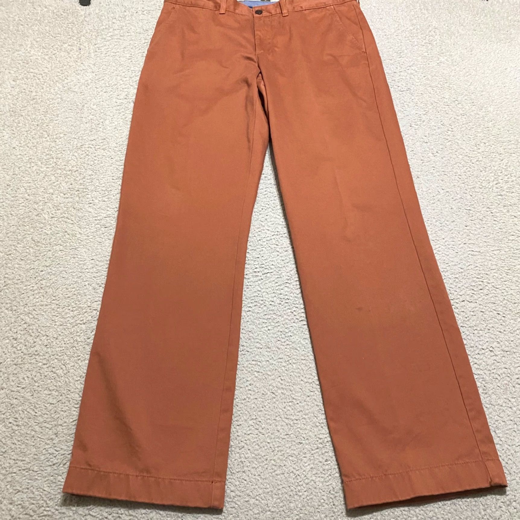 Vintage L.L. Bean Mens Pants Chino Straight Flat Front 35x34 Orange Regular Rise Mens Size US 35 - 2 Thumbnail