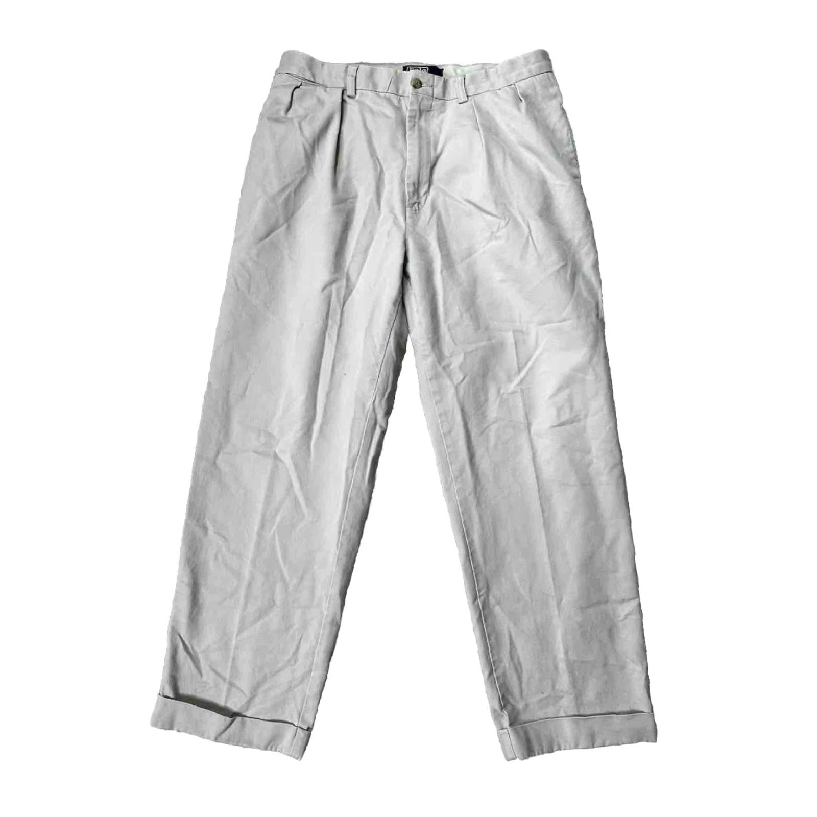 Polo Ralph Lauren VINTAGE Polo Ralph Lauren Pants 34x30 Khaki Beige Classic Chino Pleated Cuff Mens Pants Reg 34 Beige Polo Ralph Lauren Vintage Pants Size US S / EU 44-46 / 1 - 2 Thumbnail