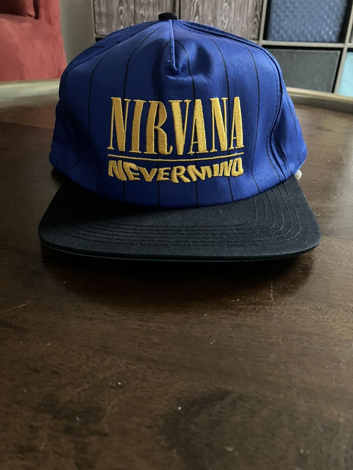 Vintage Vintage 90s Nirvana Nevermind Pinstripe SnapBack Kurt Cobain Size ONE SIZE - 1 Thumbnail