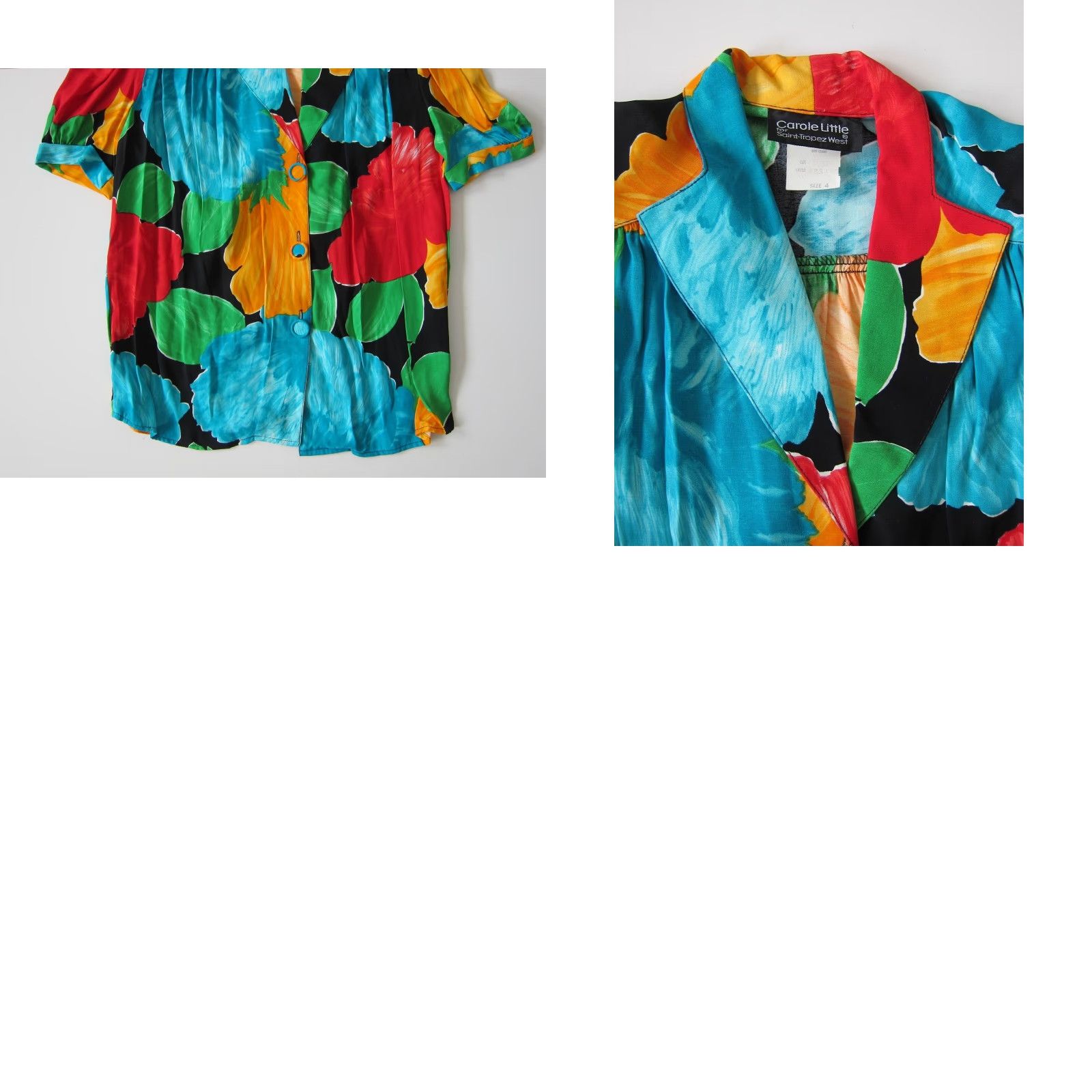 Vintage VINTAGE Carole Little Saint Tropez West Floral Blouse Short Sleeve Red S-M Womens Size S / US 4 / IT 40 - 8 Thumbnail