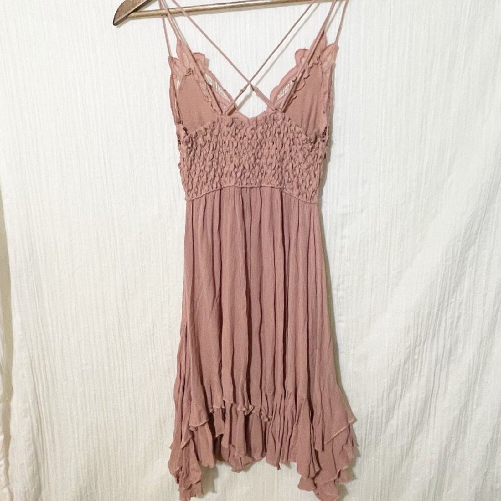 Free People Free People Adella Slip Dress Tiered Rose Pink Small NWT Size S / US 4 / IT 40 - 4 Thumbnail