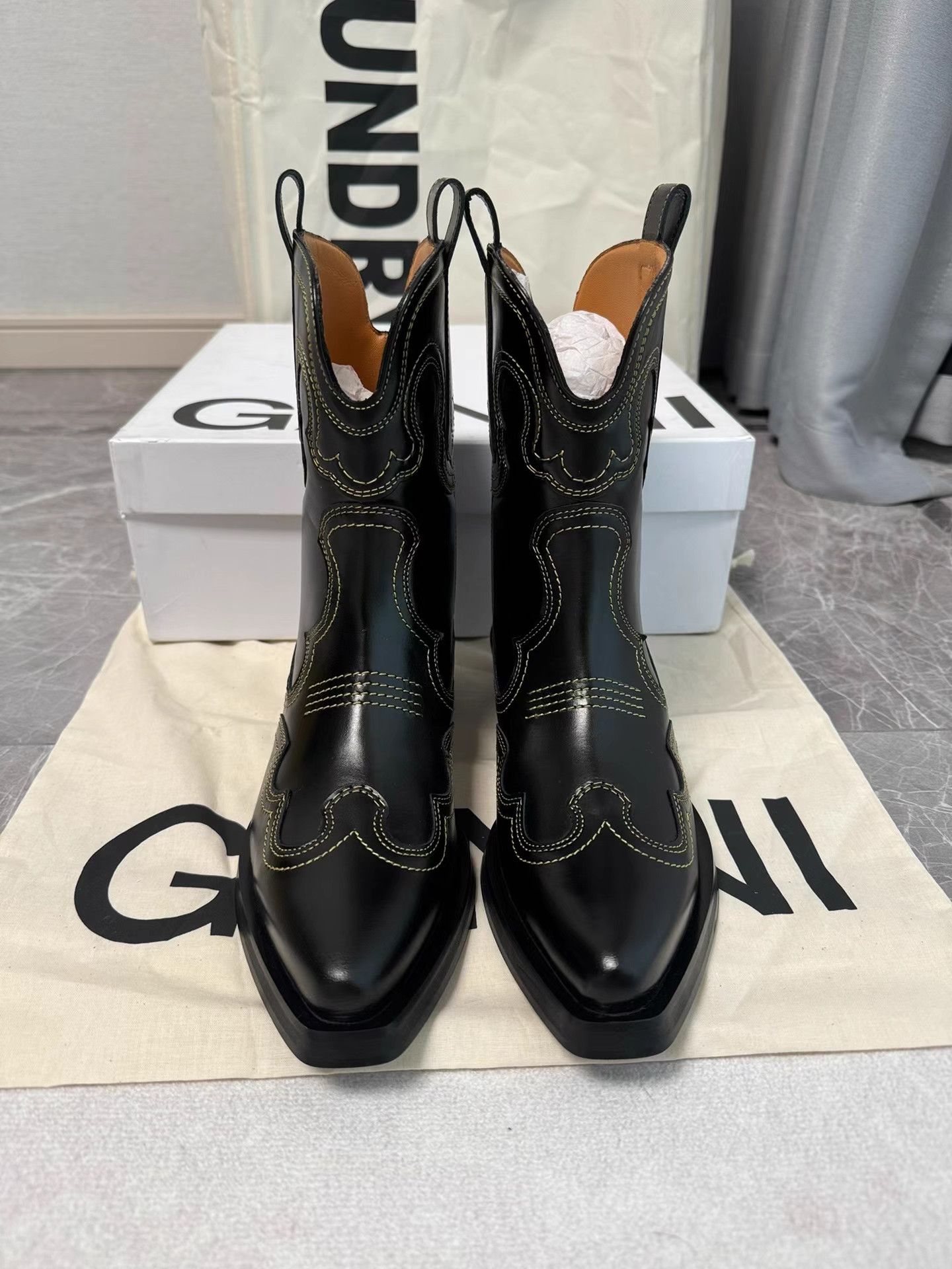 Ganni GANNI Black Western Boots K6 Size US 7 / IT 37 - 2 Thumbnail