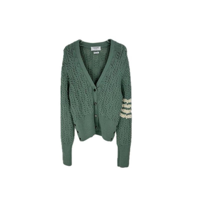 Thom Browne Thom Browne Size 40Long Sleeve Cardigan in Herb Classic log Size US XXS / EU 40 - 1 Thumbnail