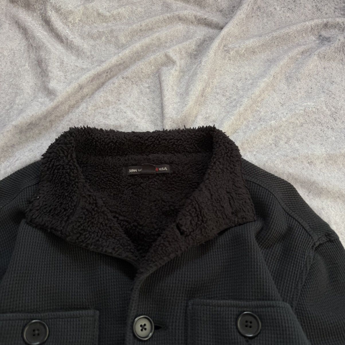John Varvatos John Varvatos USA Black Waffle Knit Utility Sherpa Jacket Size US S / EU 44-46 / 1 - 6 Thumbnail