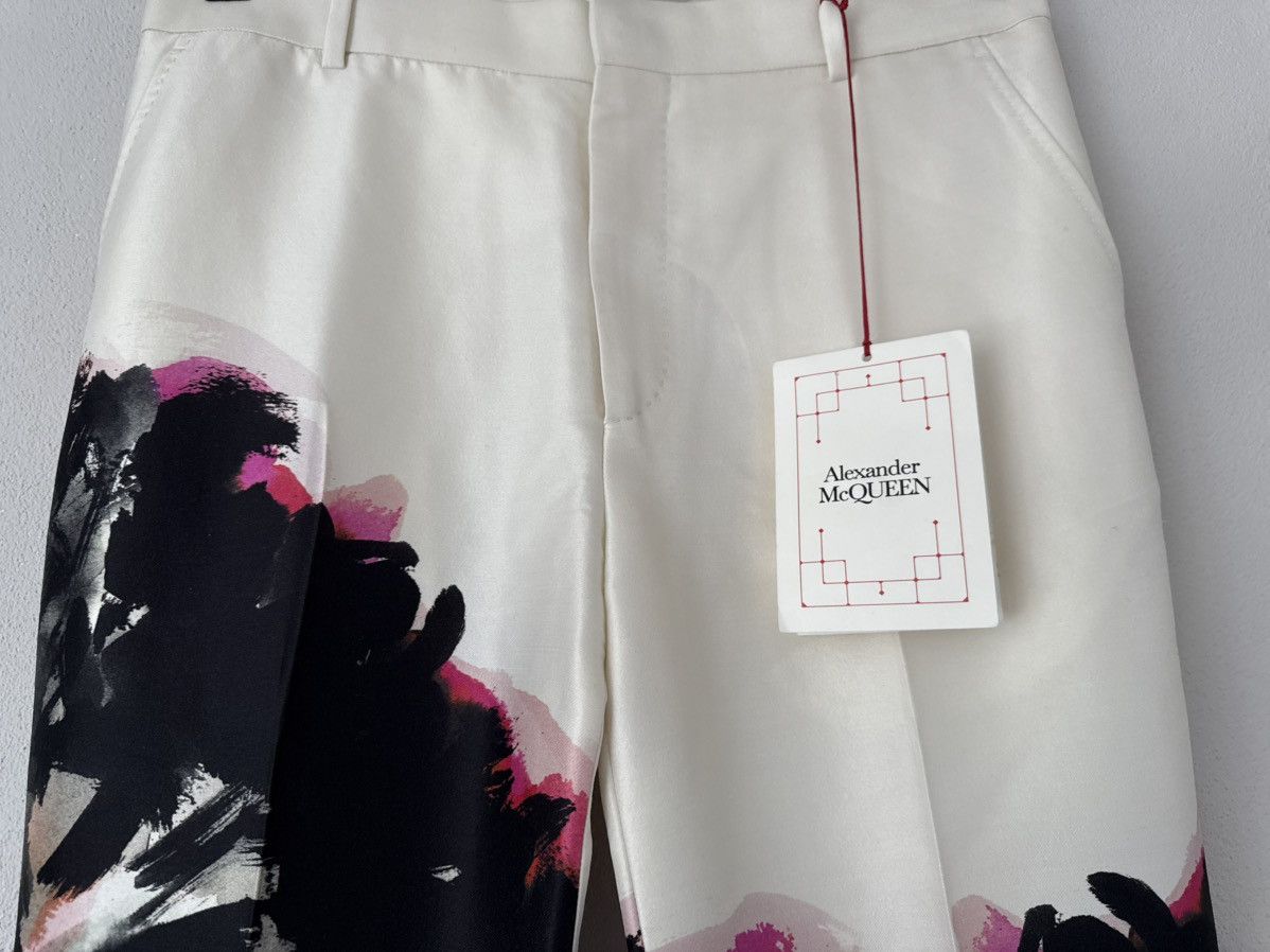 Alexander McQueen Abstract Floral Trousers in Wool-Silk Size US 32 / EU 48 - 3 Thumbnail