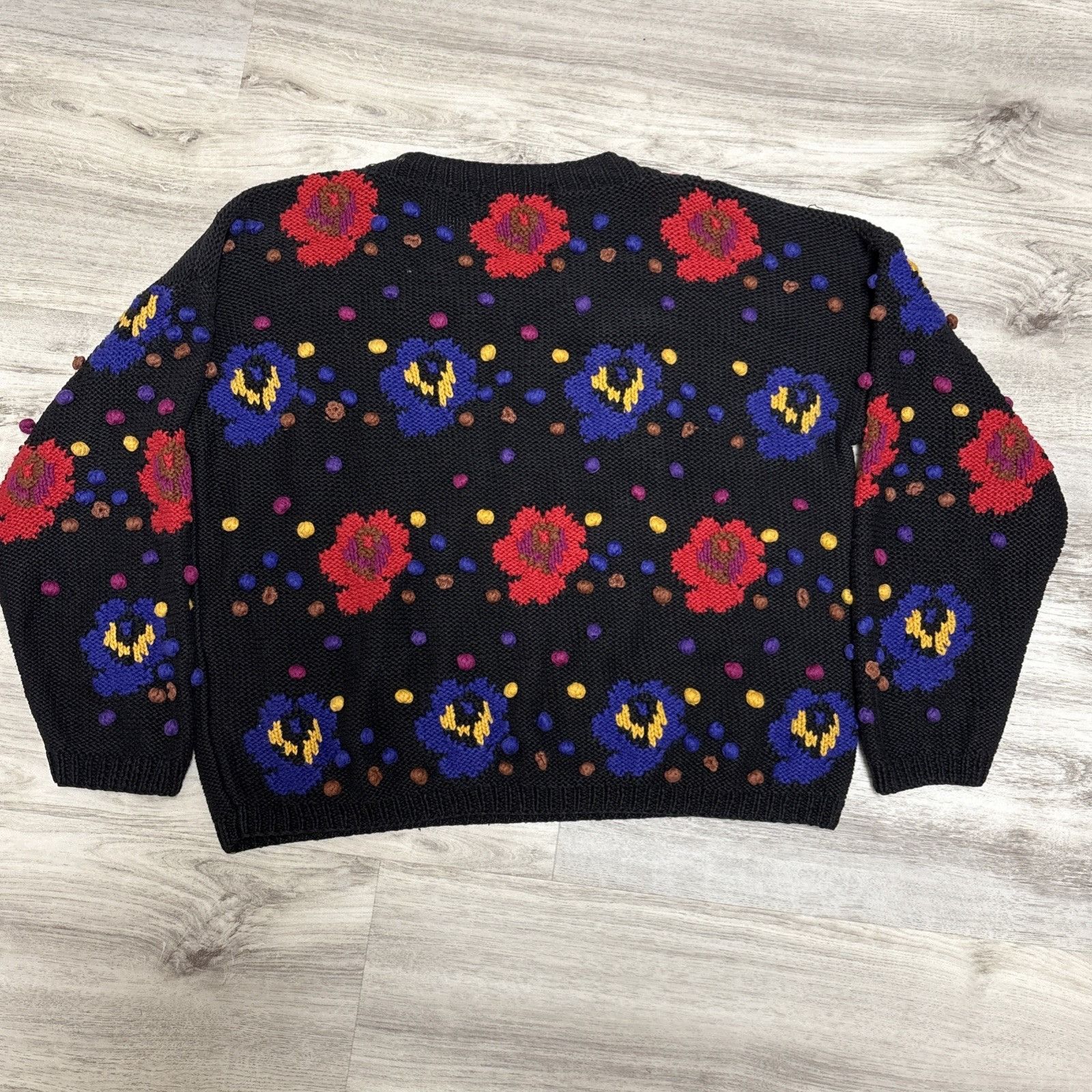 Other Vintage Popcorn Floral Sweater Womens M Cotton Ramie V Neck Size M / US 6-8 / IT 42-44 - 6 Thumbnail