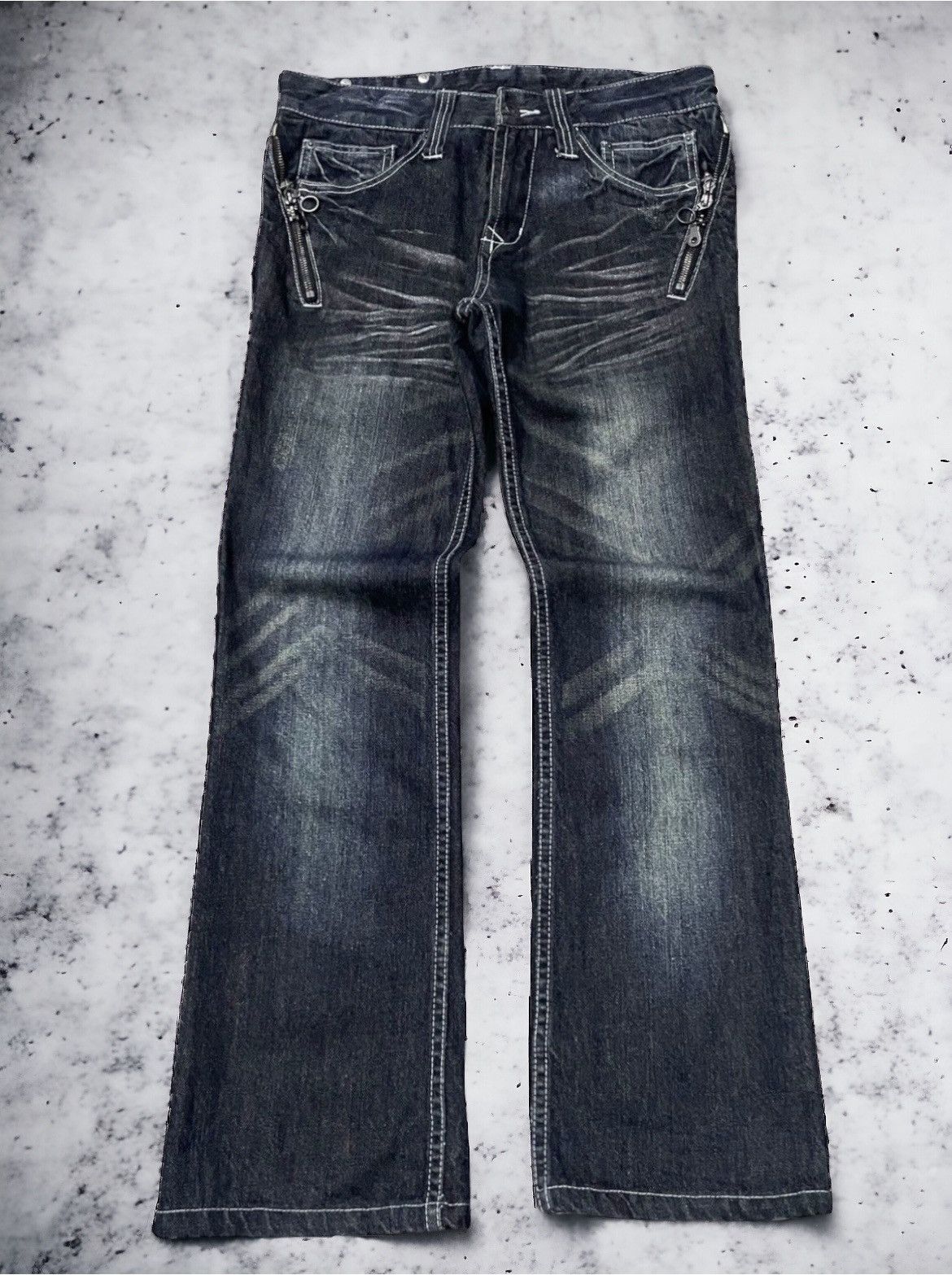 If Six Was Nine × Le Grande Bleu (L.G.B.) × semanticdesign Semantic Design Japan Multi Zipper Slant Pocket Flared Jeans Size US 30 / EU 46 - 1 Thumbnail