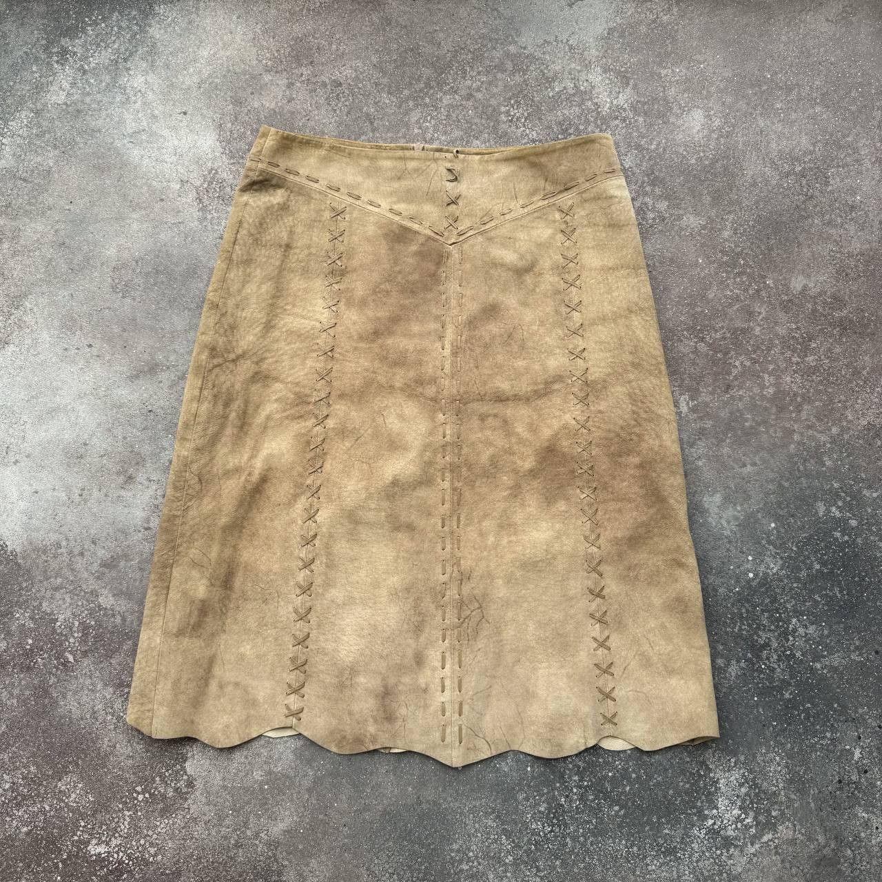 Hysteric Glamour × Vintage Morgan De Toi Vintage 2000's Y2K Suede Leather Midi Skirt Size 29" - 1 Thumbnail