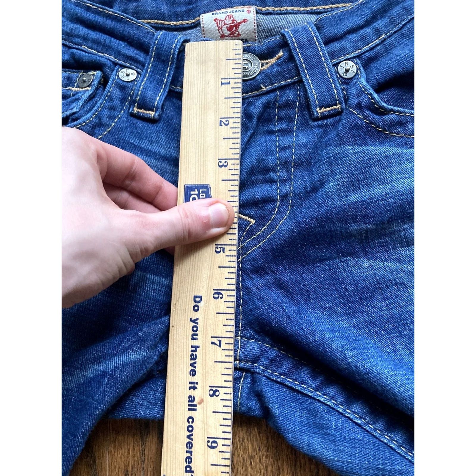 True Religion True Religion Jeans Womens 25 Cameron Lady Godiva Stretch Button Fly Flap Pocket Denim Blue Pocket Embroidered Belt Loops Y2K Regular Womens Size 42" / US 20 - 5 Thumbnail