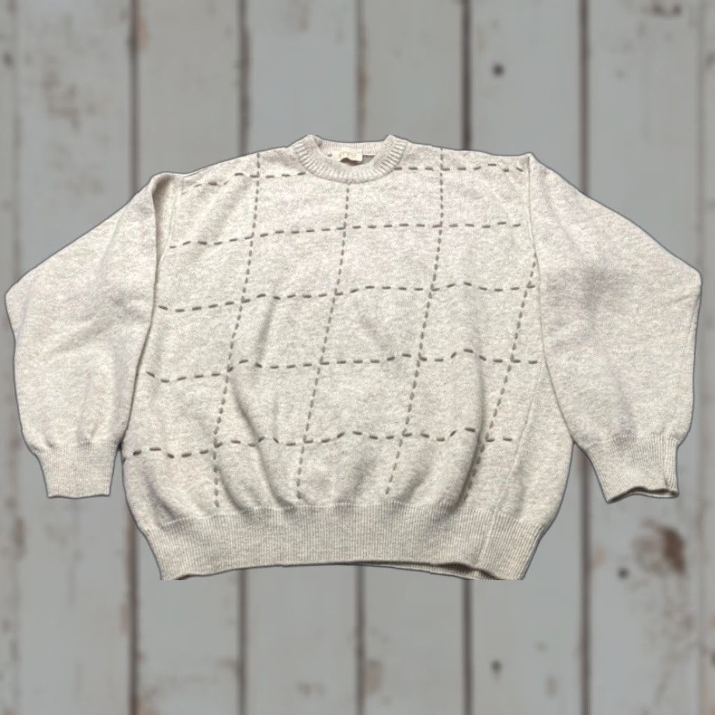 Vintage VINTAGE Gatto Knit Sweater Mens XL Lambswool Blend Tan Brown Squares Crew Neck 8152 Size US XL / EU 56 / 4 - 1 Thumbnail