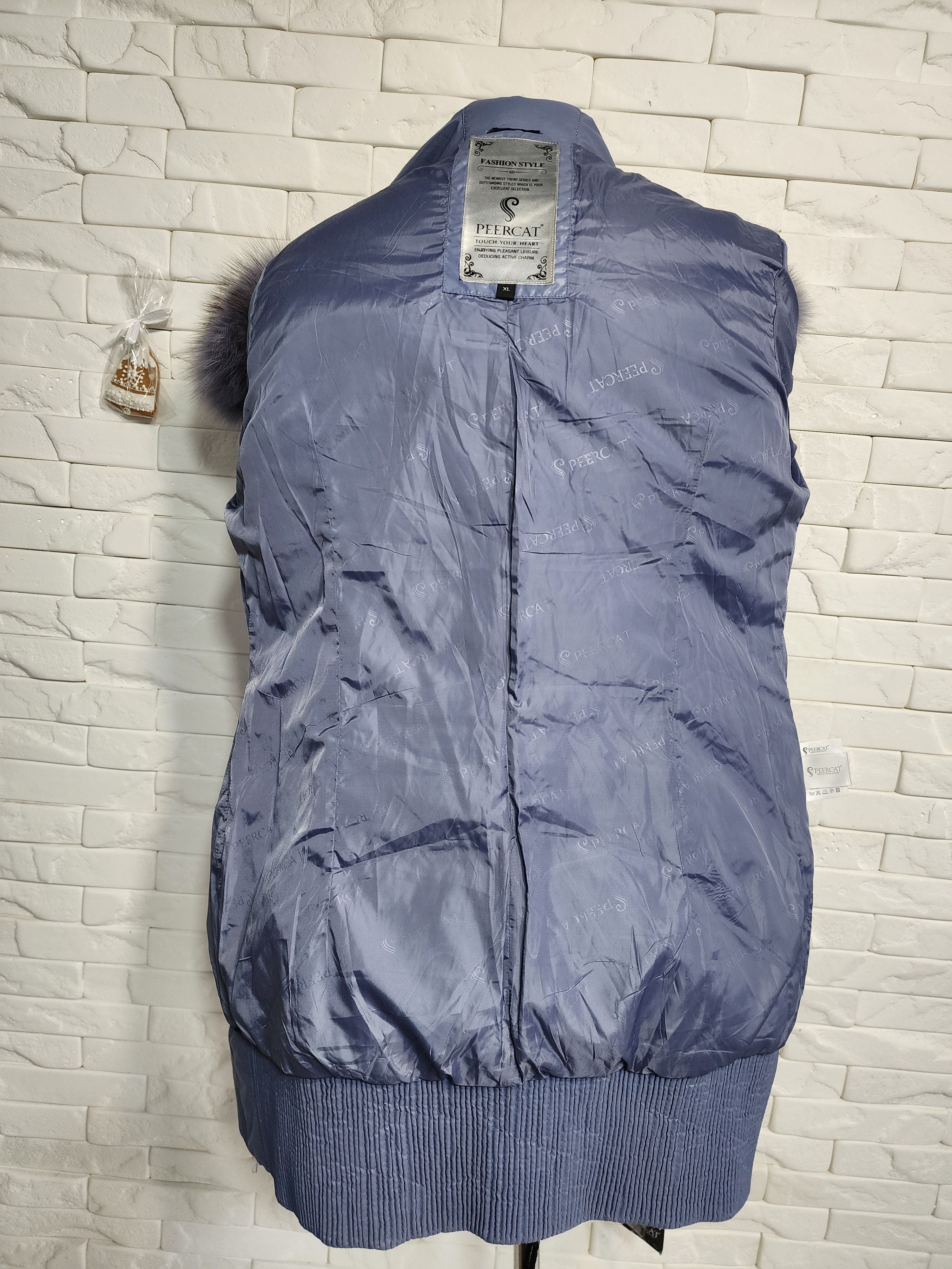 Uniqlo Blue Down Puffer Coat: Hooded Fur Trim Winter Jacket Size M / US 6-8 / IT 42-44 - 7 Thumbnail