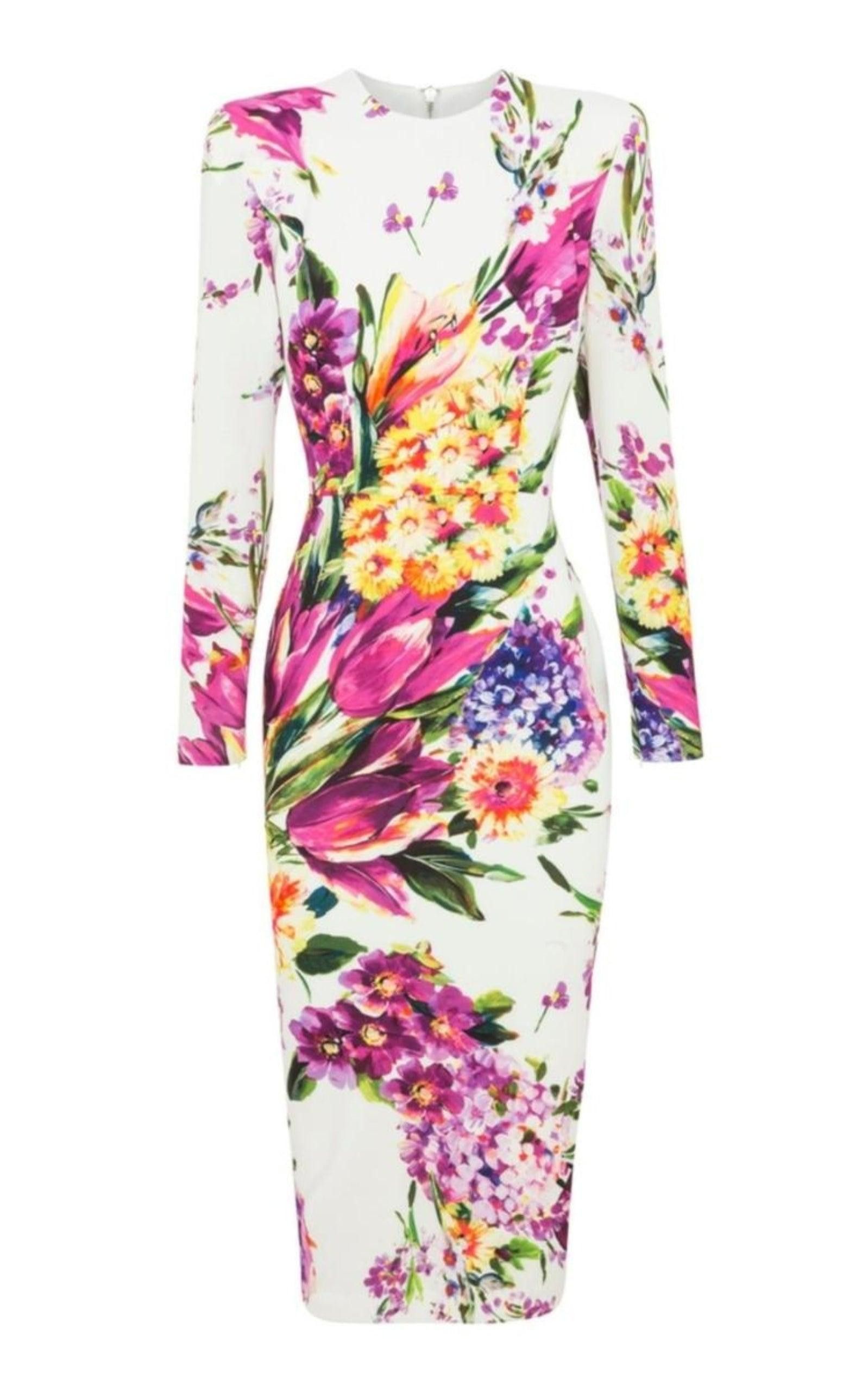 image of Alex Perry Manon Floral-Print Midi Dress, Women's (Size Small)