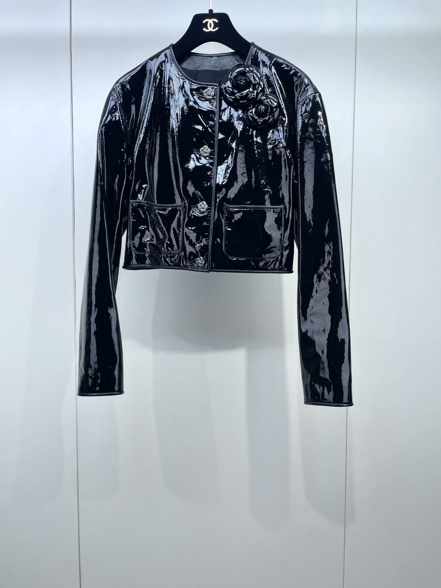 Chanel Chanel 23K Black Patent Leather Jacket Size S / US 4 / IT 40 - 1 Thumbnail