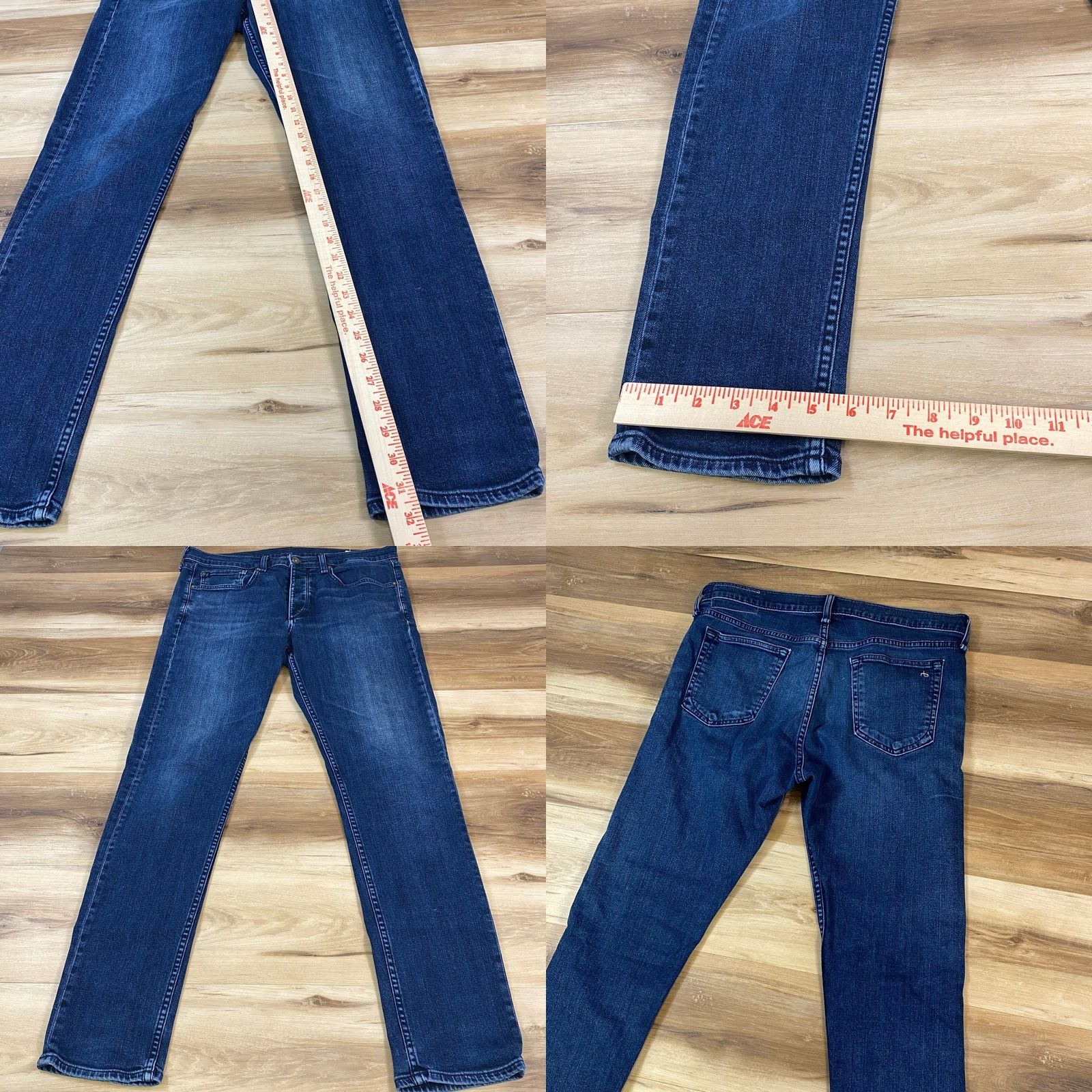 Rag & Bone Rag & Bone Jeans Bayview Dark Blue Extra Slim 34 Mens Cotton Blend Denim 5-Pocket Modern City Streetwear Trousers Skinny Rise Mid Button Fly Size US 34 / EU 50 - 8 Thumbnail