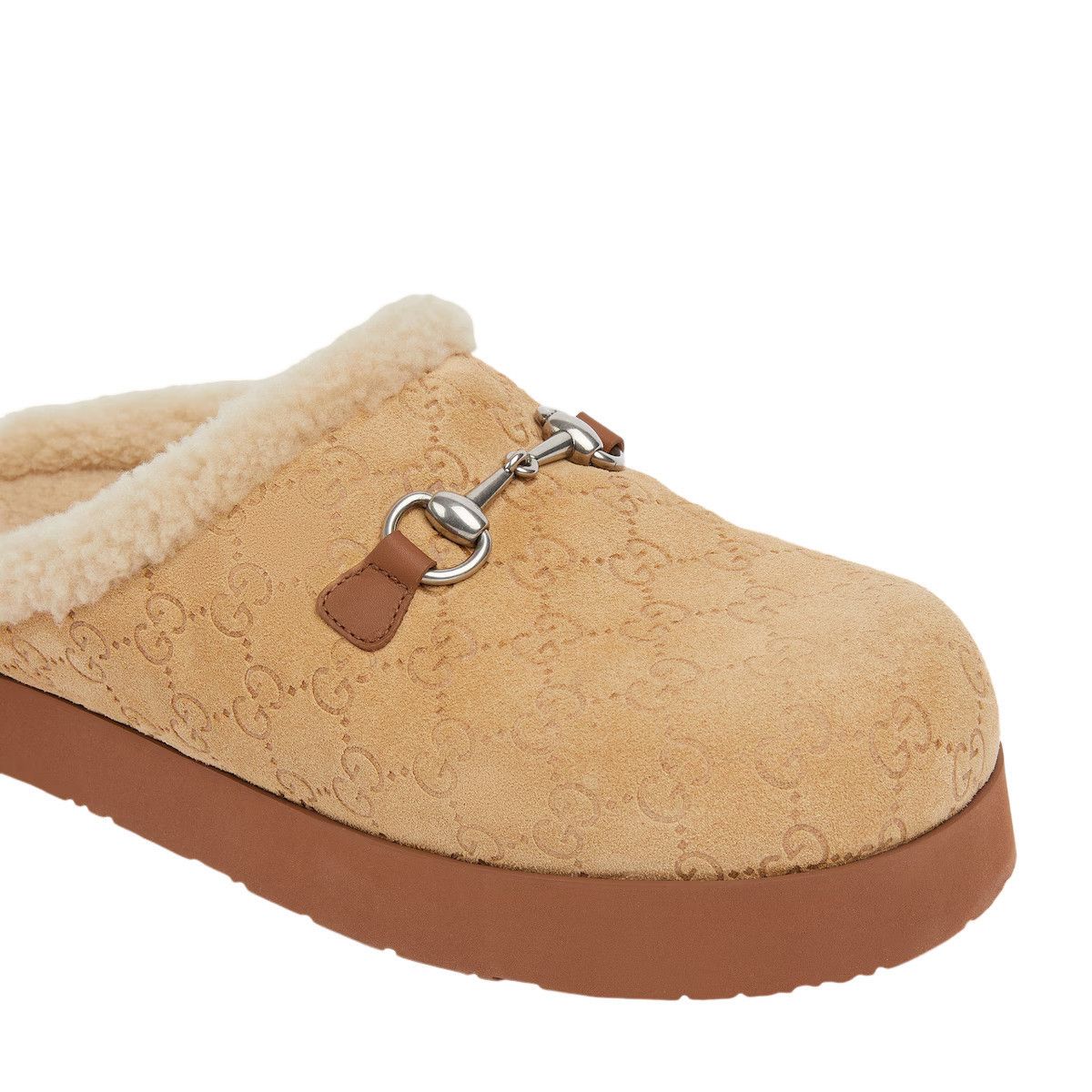 GUCCI $1390 Men's Light Beige GG Suede Horsebit Loafers New
