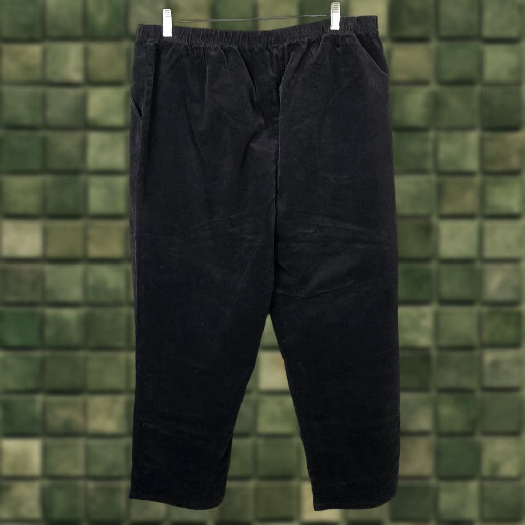 Denim & Co. Denim & Co. Pants Womens XL Black Corduroy Pull On Elastic Waist Straight Leg Size 40" / US 18 - 1 Thumbnail