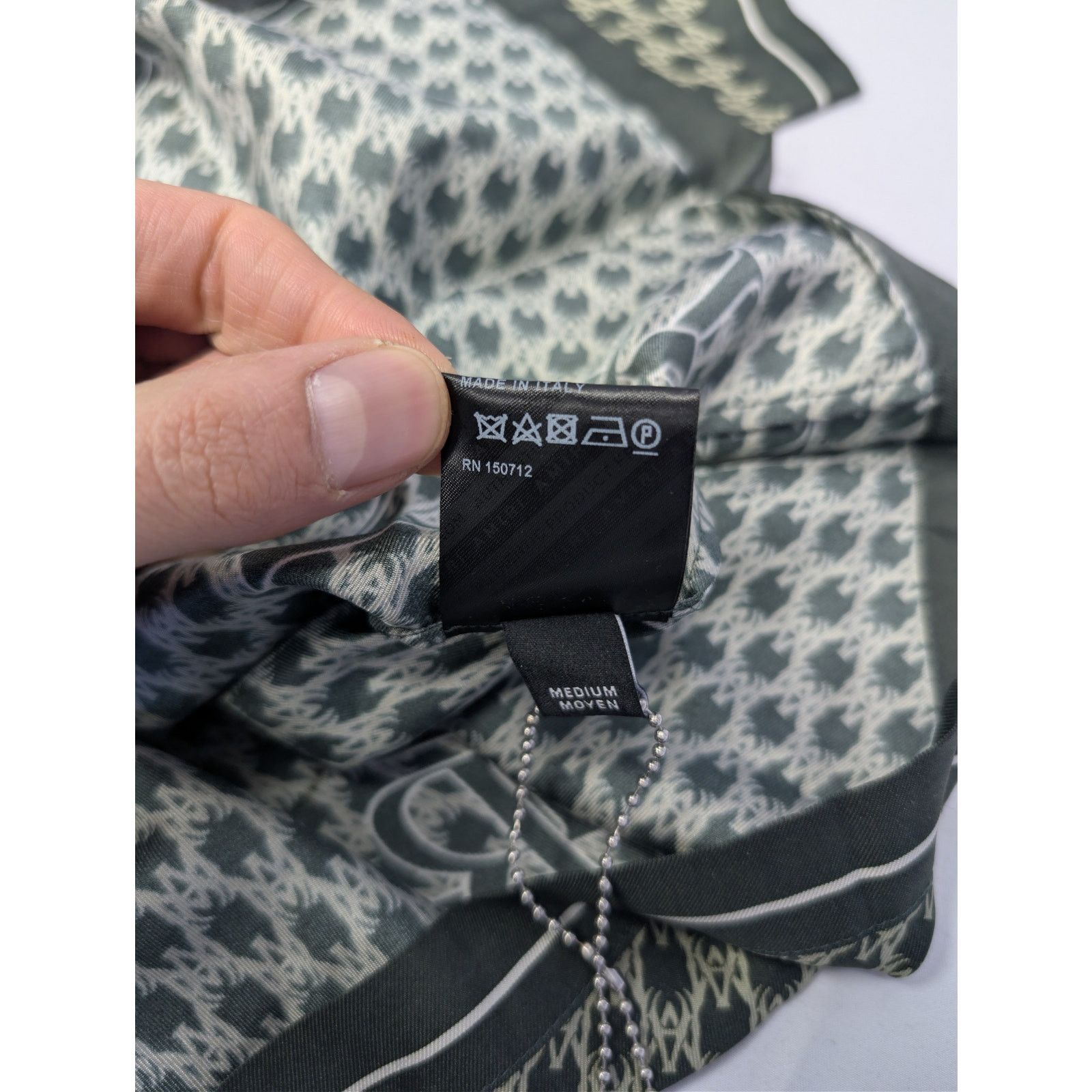 Amiri o1rshd1 Amiri Houndstooth Bowling Shirt in Rain Forest Size US M / EU 48-50 / 2 - 17 Thumbnail