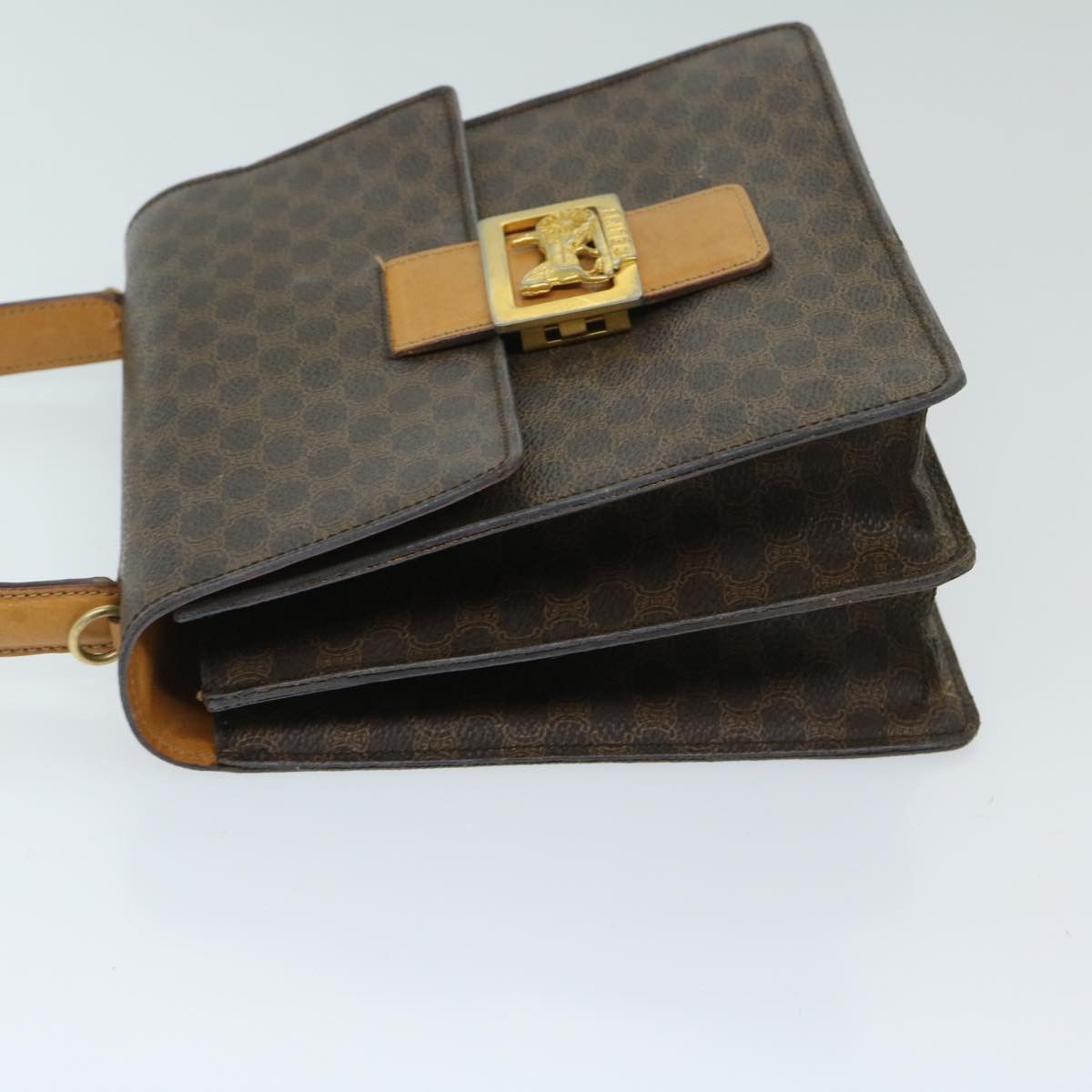 CELINE Macadam Canvas Hand Bag Pvc Brown