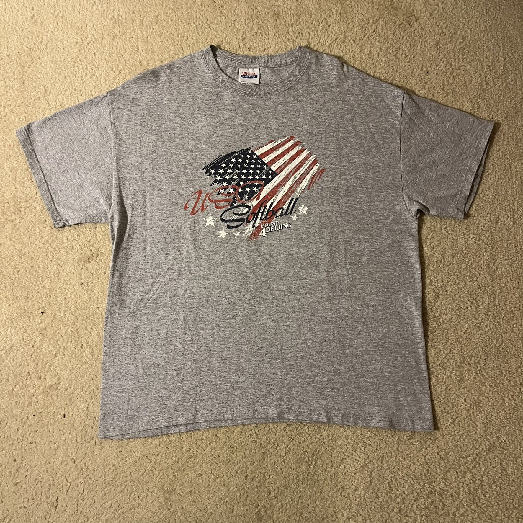 Hanes Year 00s 2000s USA Softball Bound 4 Beijing Tour Tee Size US XL / EU 56 / 4 - 1 Thumbnail