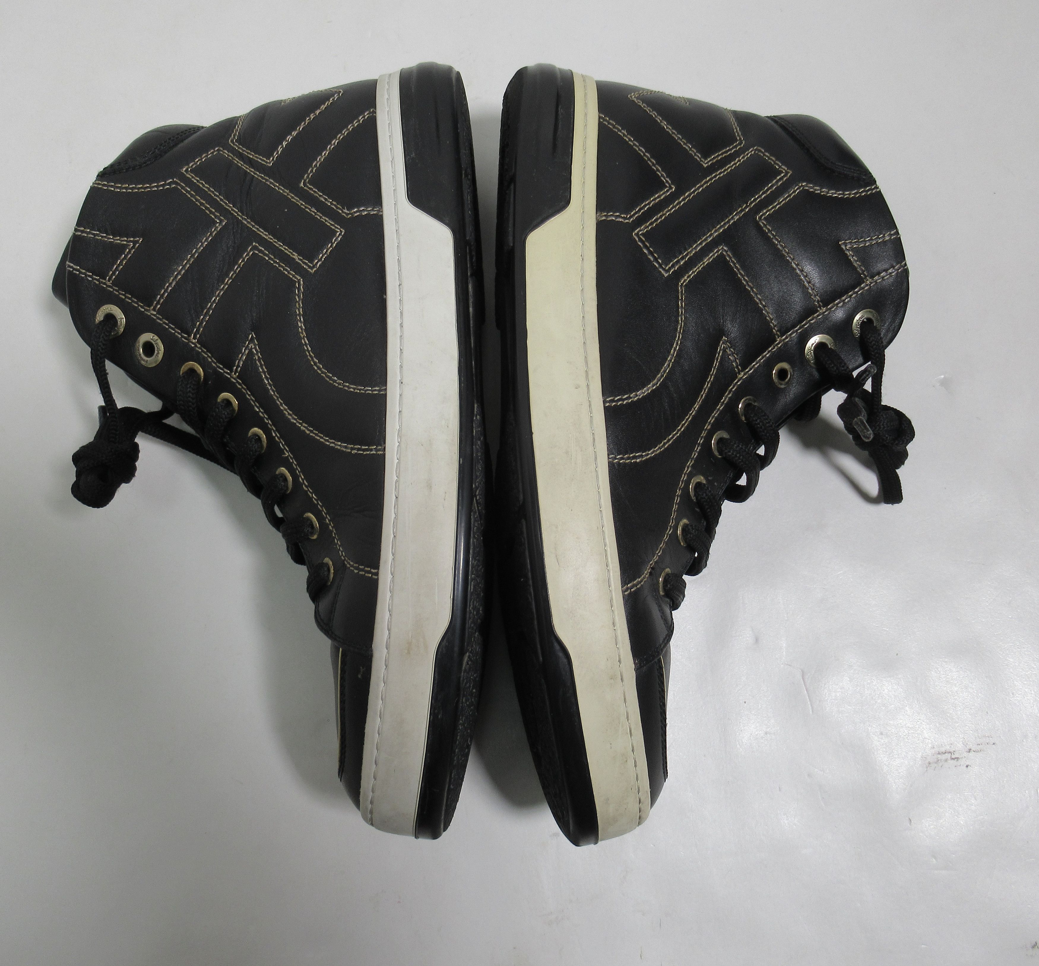 Salvatore Ferragamo Salvatore Ferragamo Stitched Gancini High-Top Sneaker Size US 8 / EU 41 - 10 Thumbnail