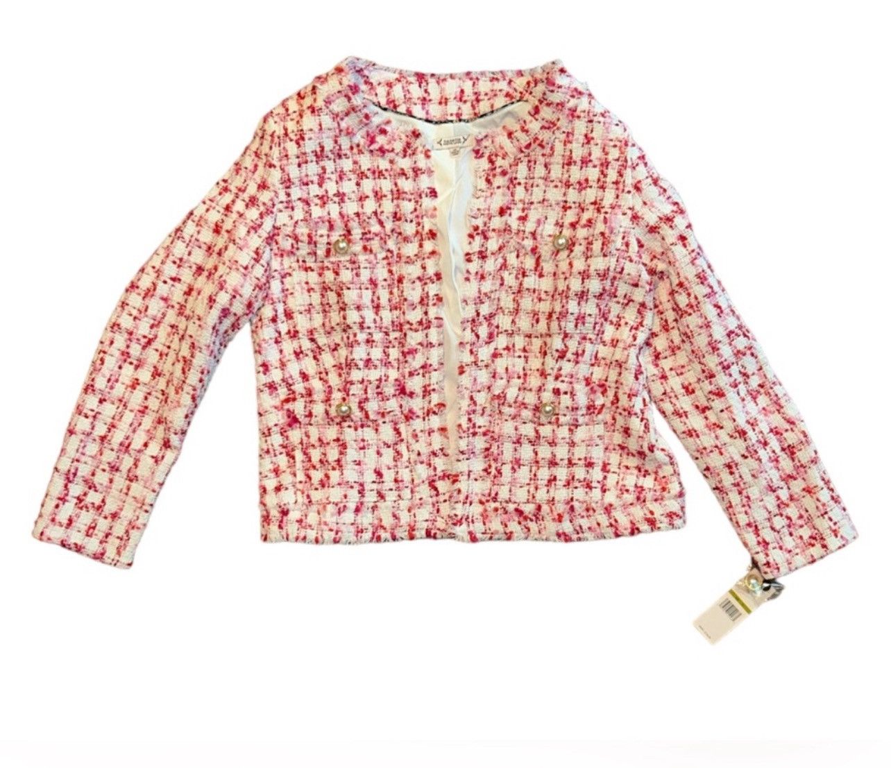 Nanette Lepore Nanette Lepore womens Dalston Boucle Pink Tweed Blazer - 14 Size XL / US 12-14 / IT 48-50 - 3 Thumbnail