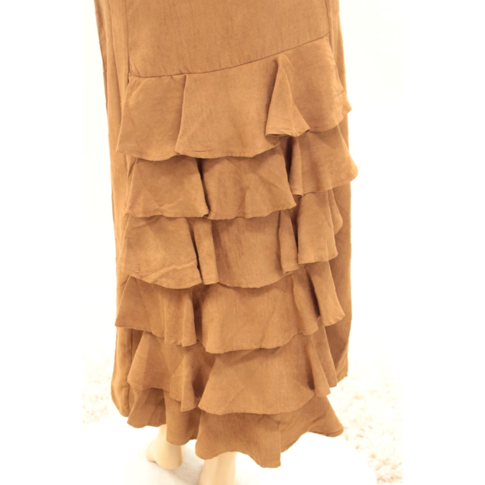Vintage VINTAGE Metrostyle A-Line Skirt sz 10 Midi Brown Faux Suede Ruffled Bustle Y2K Womens Size 32" / US 10 / IT 46 - 4 Thumbnail
