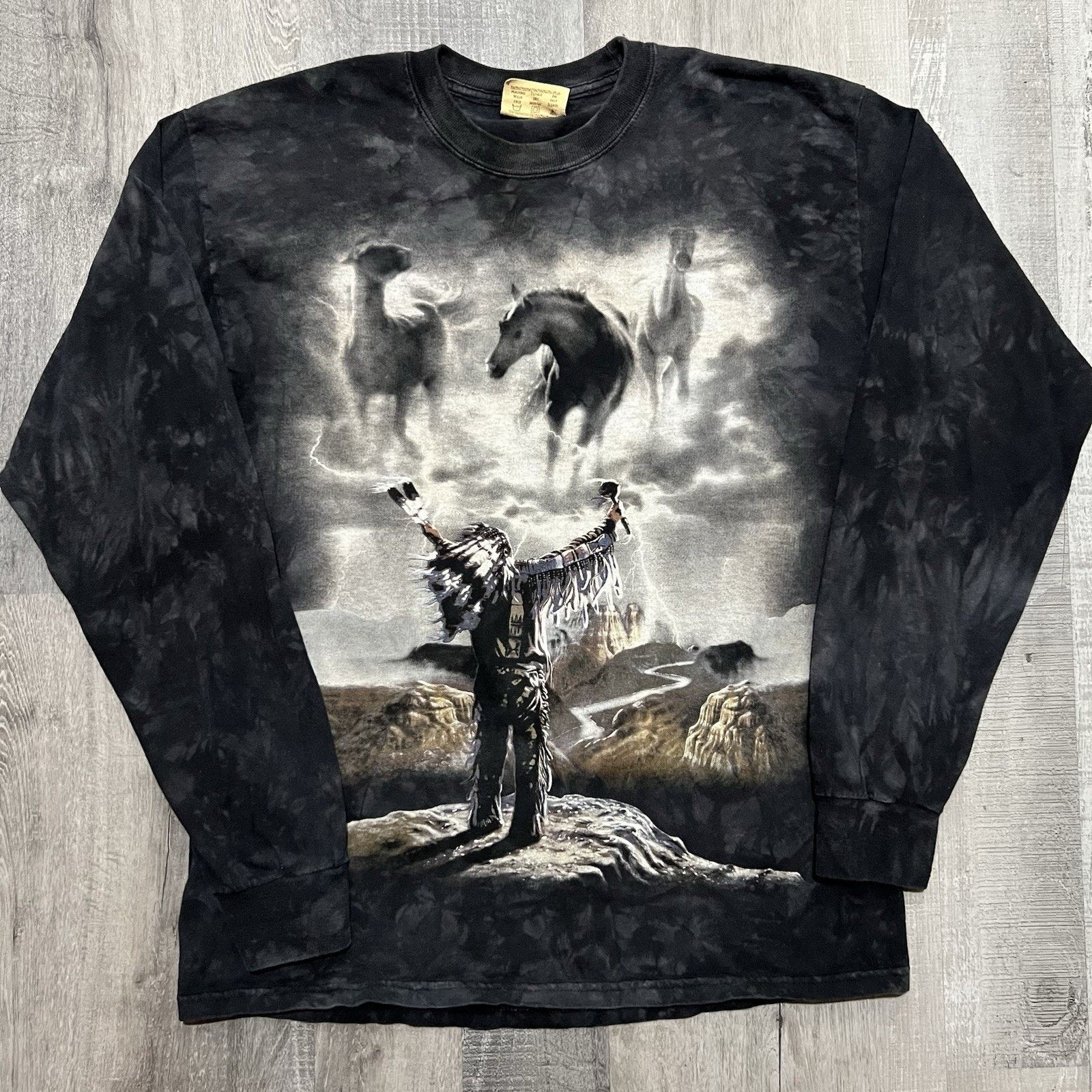The Mountain VTG The Mountain Shirt Gray Indian Horse Tie Dye Long Sleeve Size US L / EU 52-54 / 3 - 1 Thumbnail