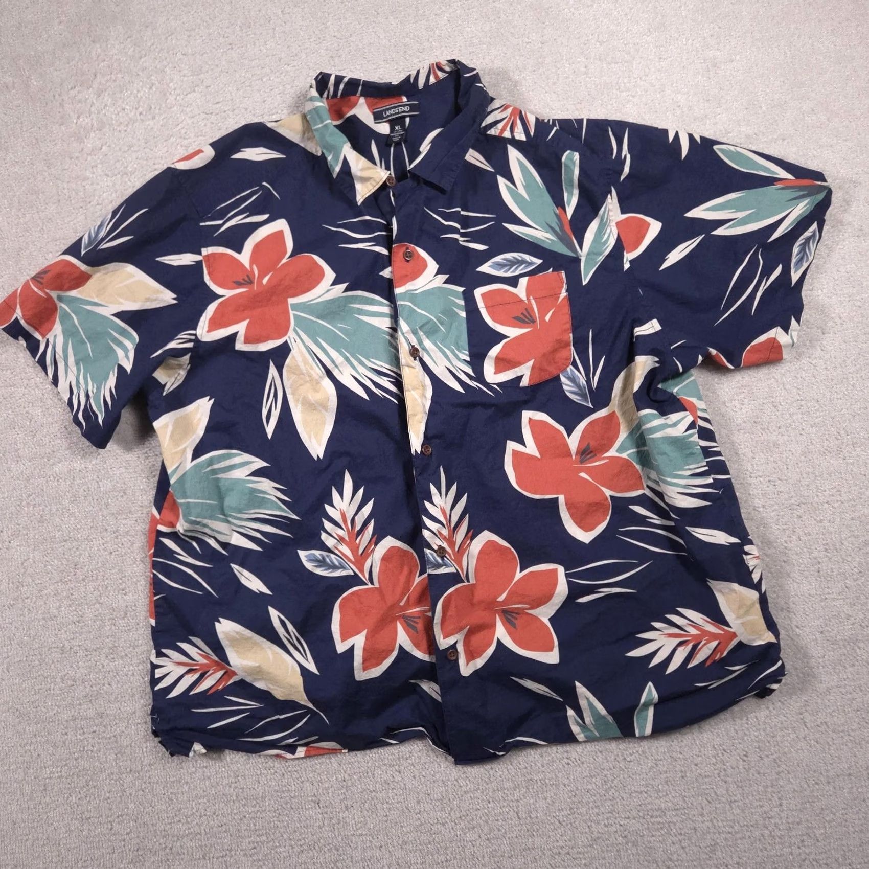 Lands' End Lands' End Shirt Mens XL Multicolor Floral Hawaiian Button Front Short Sleeve Casual Size US XL / EU 56 / 4 - 3 Thumbnail