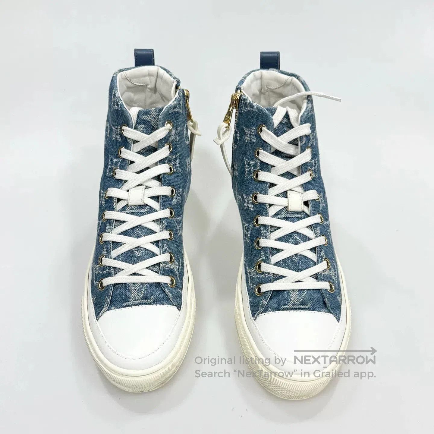 Louis Vuitton LV Denim All-Over Print Sneakers. Size US 4 / IT 34 - 2 Thumbnail