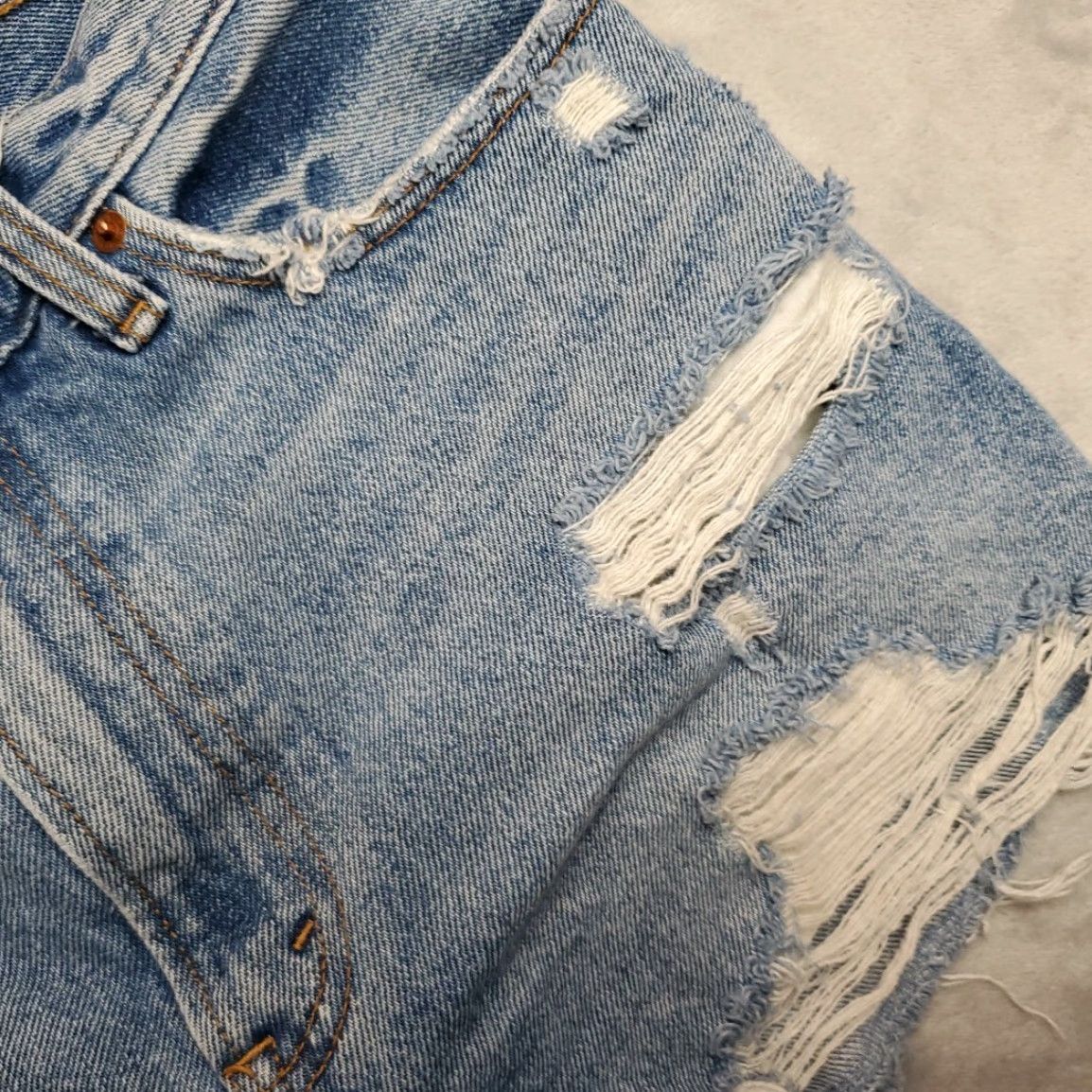 Abercrombie & Fitch Abercrombie & Fitch Shorts Women 29 Blue Denim Booty Biker Y2K Micro Mini Grunge Size 29" - 3 Thumbnail