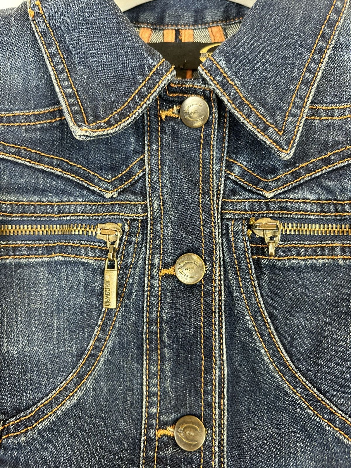 Just Cavalli × Roberto Cavalli × Vintage Just Cavalli denim vintage jacket blue biker moto cropped Size XS / US 0-2 / IT 36-38 - 5 Thumbnail