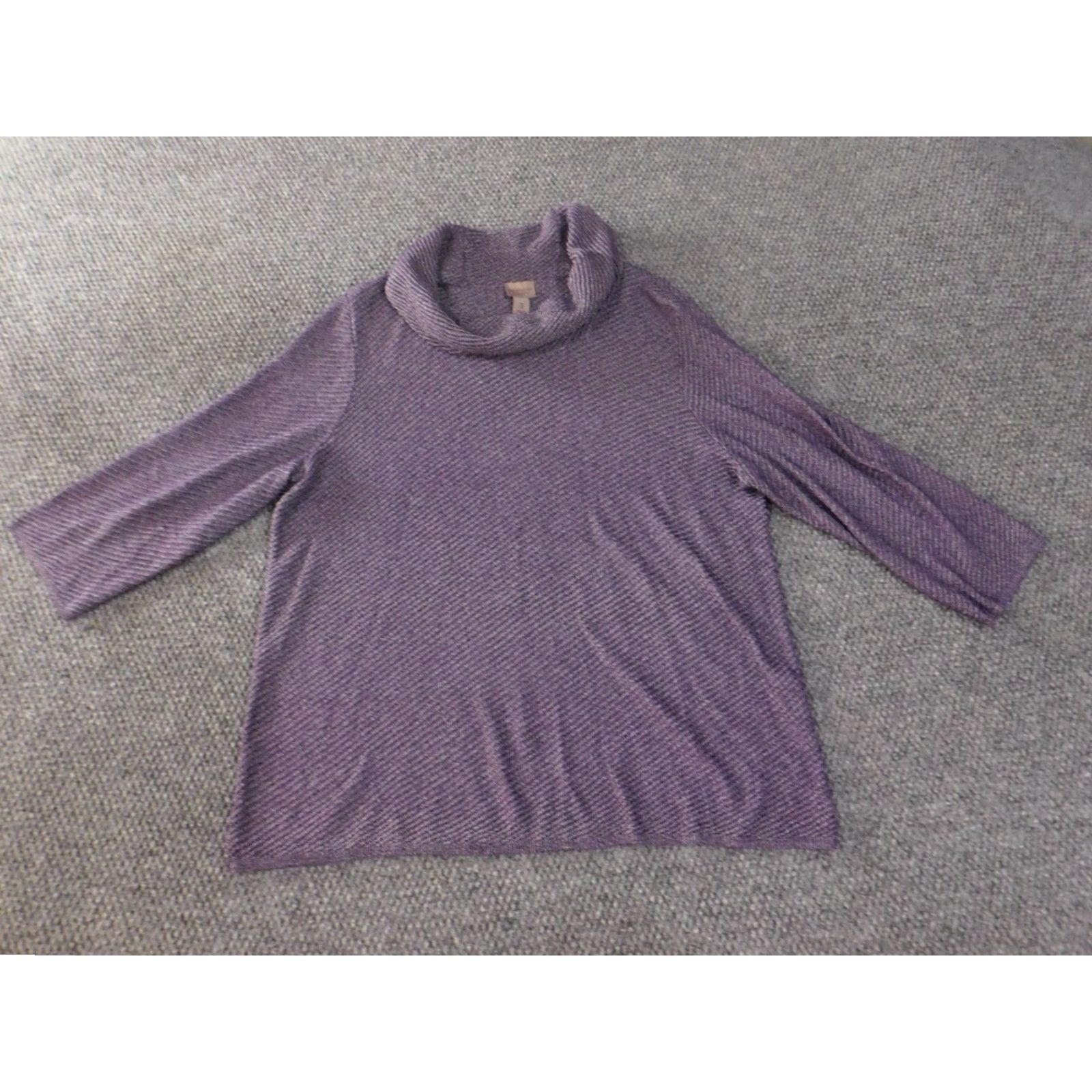 Vintage Chico's Sweater Pullover Women Purple Size 3 Long Sleeve Turtleneck Rayon Polyester Knit Stretch Casual Winter Modern Regular Size XS / US 0-2 / IT 36-38 - 4 Thumbnail