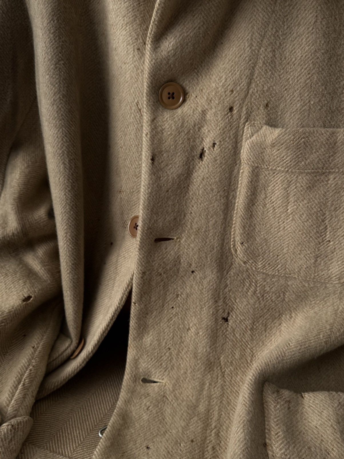 Harrods Vintage 1950s England 'Harrods' HBT Tweed Thrashed Coat Size US M / EU 48-50 / 2 - 8 Thumbnail