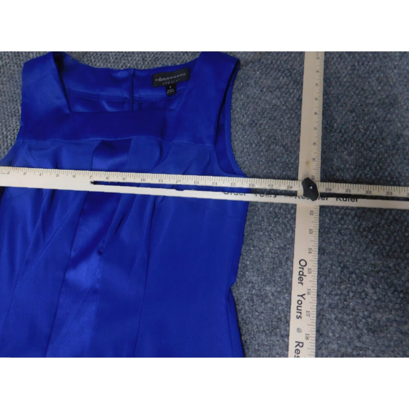 Vintage Connected A-Line Dress Womens 8 Blue Sleeveless Raglan Zip Knee Length Polyester Rayon Floral Ruffle Lined Knee Fall casual business Womens Size M / US 6-8 / IT 42-44 - 5 Thumbnail