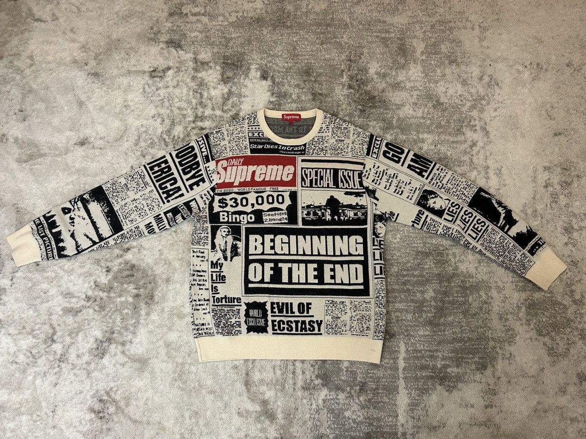 Supreme Supreme Newsprint Sweater | Grailed