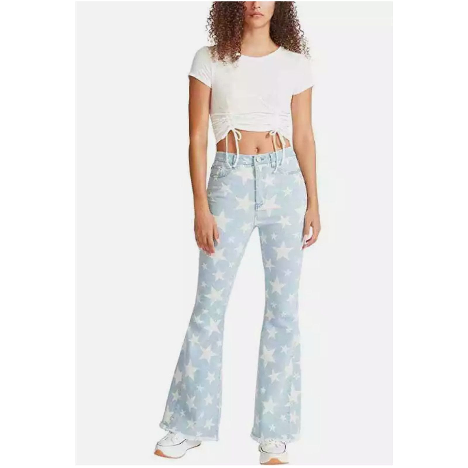 Madden NYC MADDEN GIRL CARLEY HIGH WAIST SUPER FLARE STAR JEANS SZ 10 Size 32" / US 10 / IT 46 - 3 Thumbnail