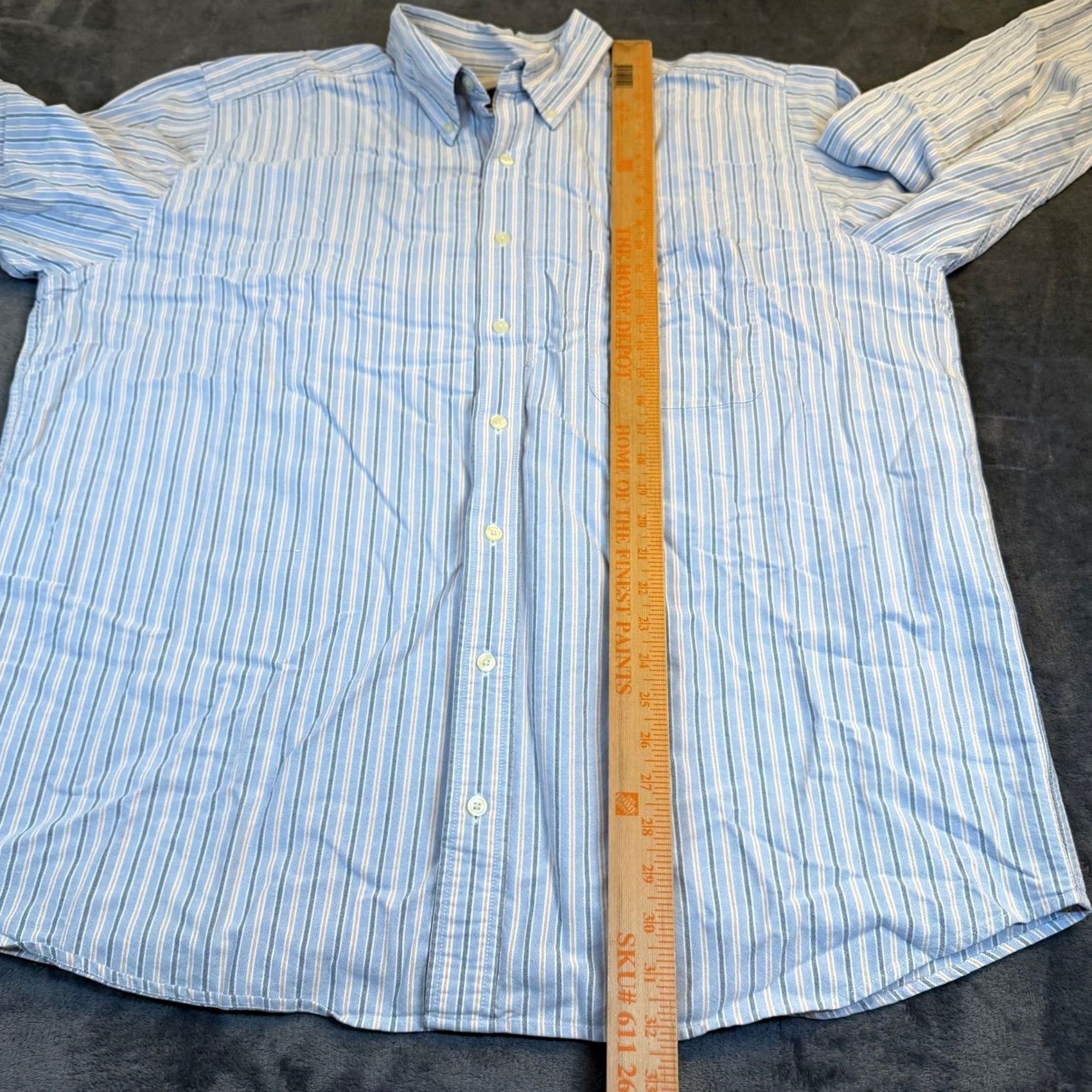 Eddie Bauer Eddie Bauer Mens XL Tall Relaxed Fit Striped Button-Down Shirt Blue Cotton Shirt Size US XL / EU 56 / 4 - 7 Thumbnail