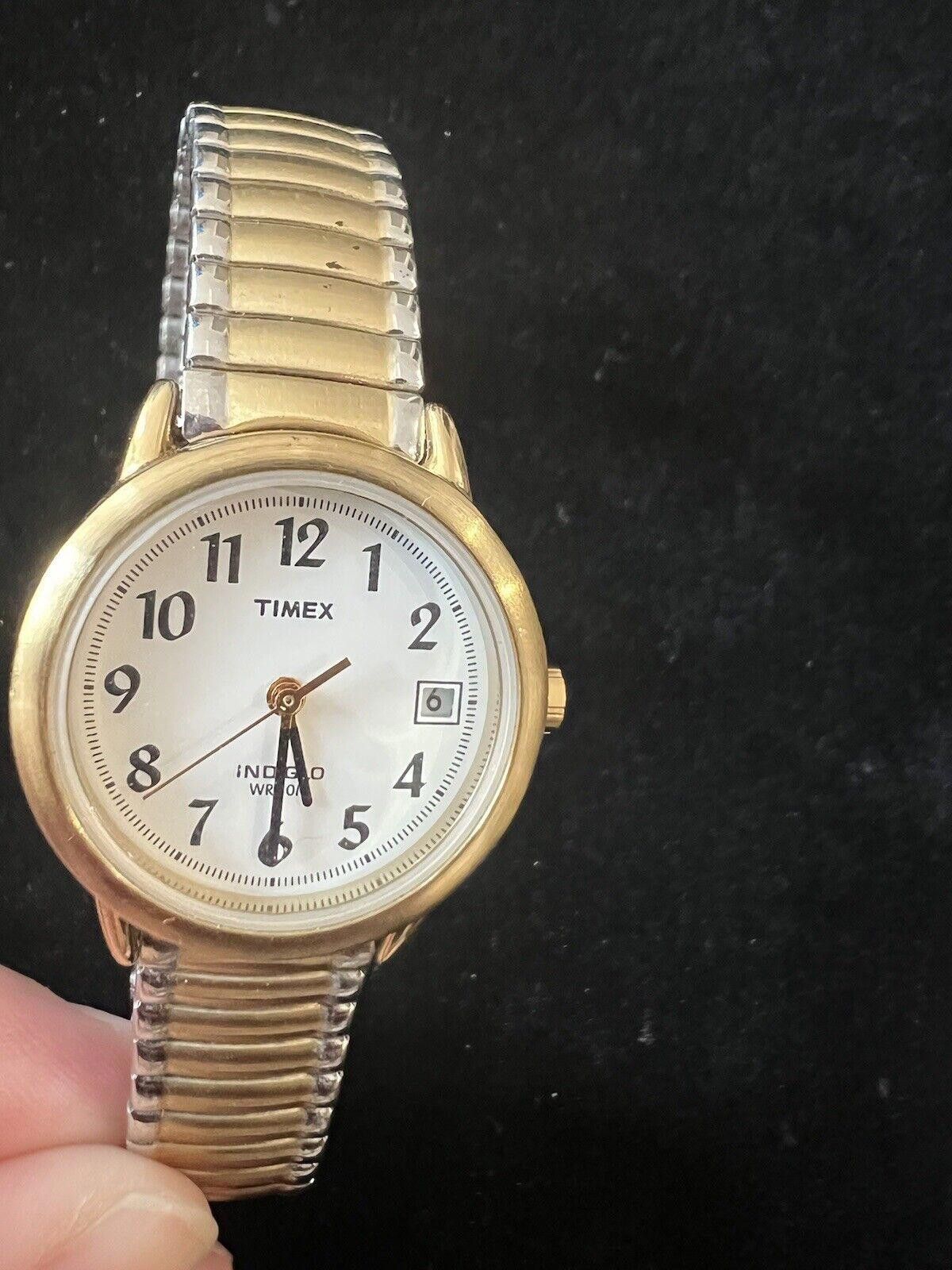 Timex Vintage TIMEX Women's Watch Date Indiglo Two Tone Band Size ONE SIZE - 2 Thumbnail