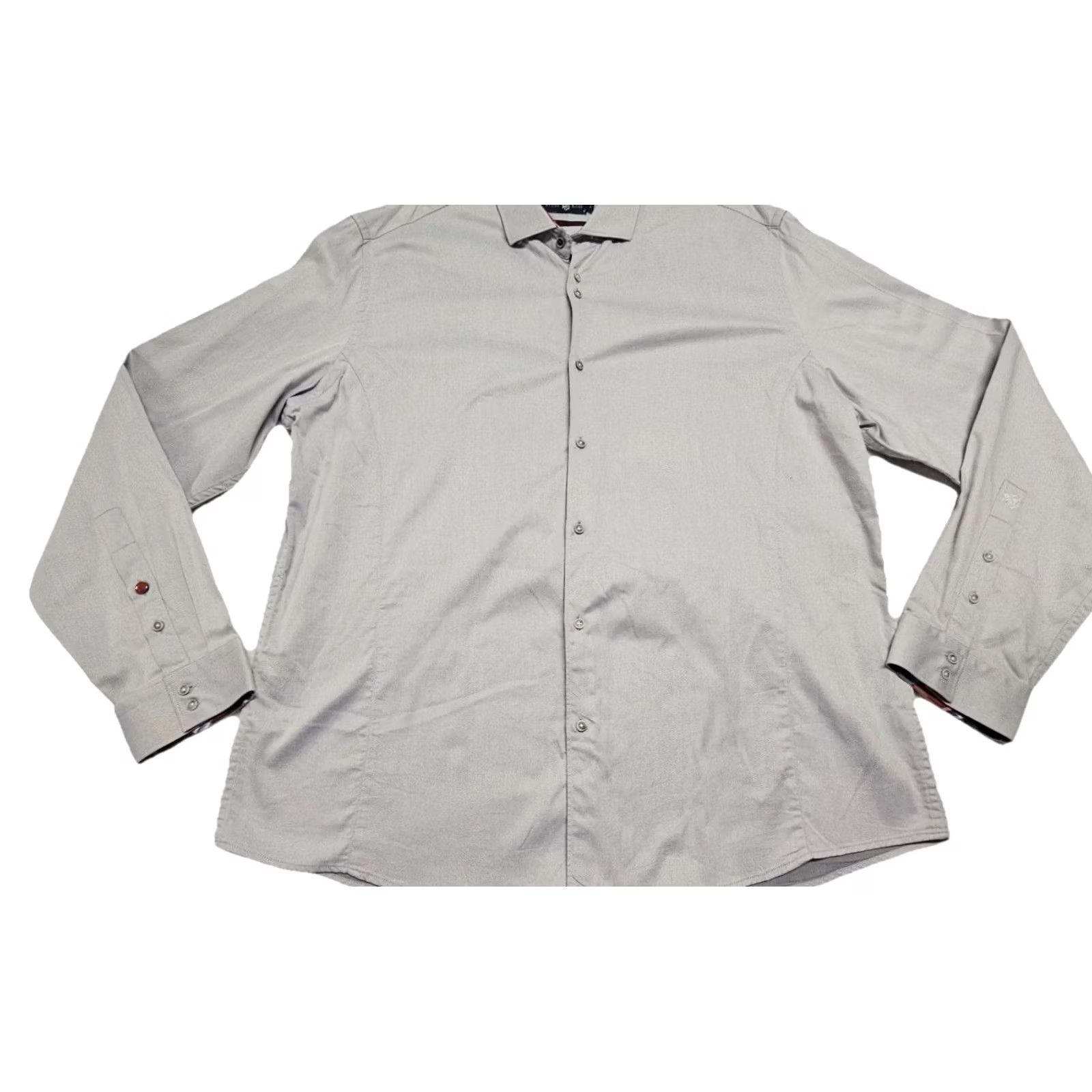 Vintage Stone Rose Gray Slim Fit Stretch Dress Shirt Contrast Collar Tailored 6/Small Size 36R - 4 Thumbnail