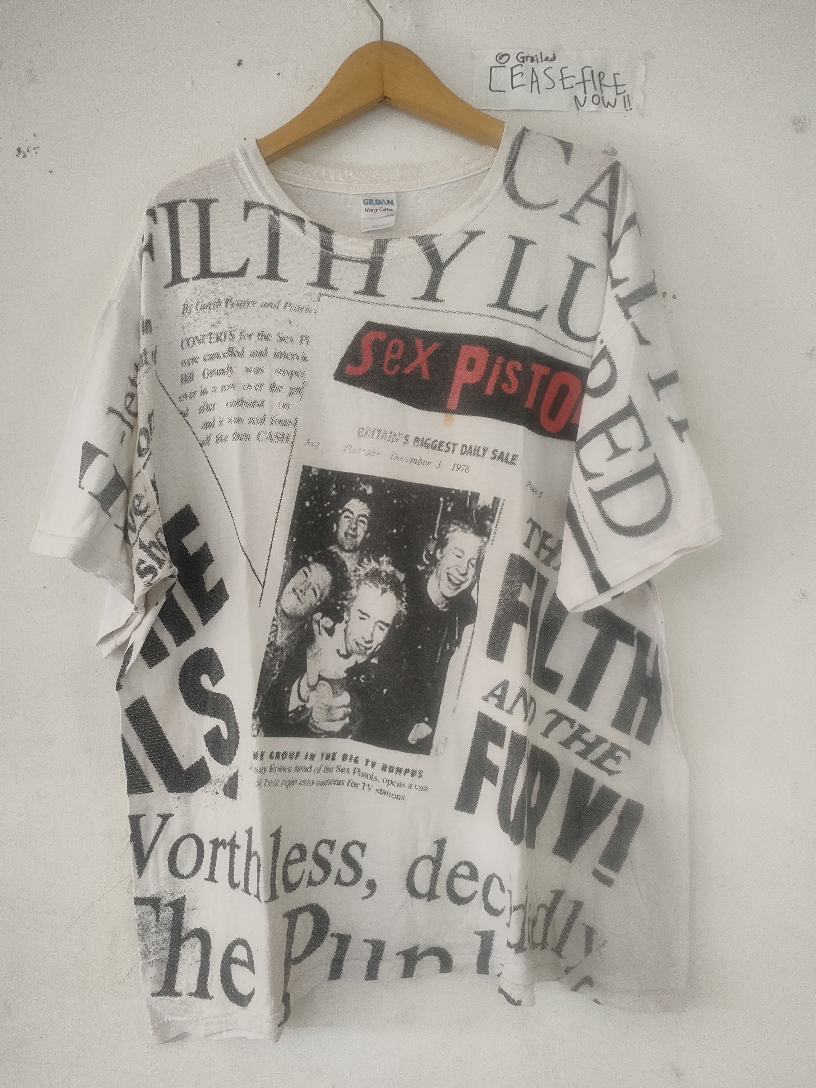 Image of Archival Clothing x Band Tees Vintage Sex Pistols Aop in White, Men's (Size XL)