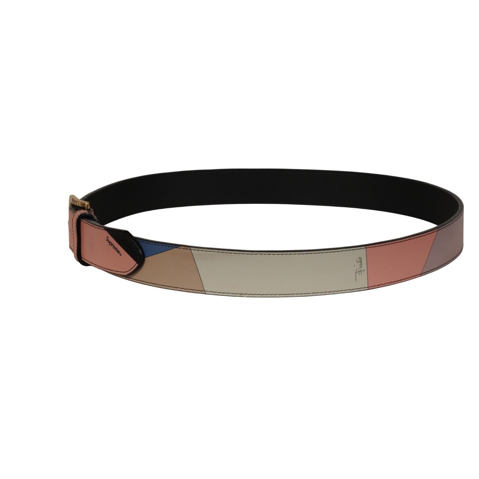 Supreme Emilio Pucci Supreme Logo Leather Belt Dusty Pink Blue Tan Size ONE SIZE - 12 Thumbnail