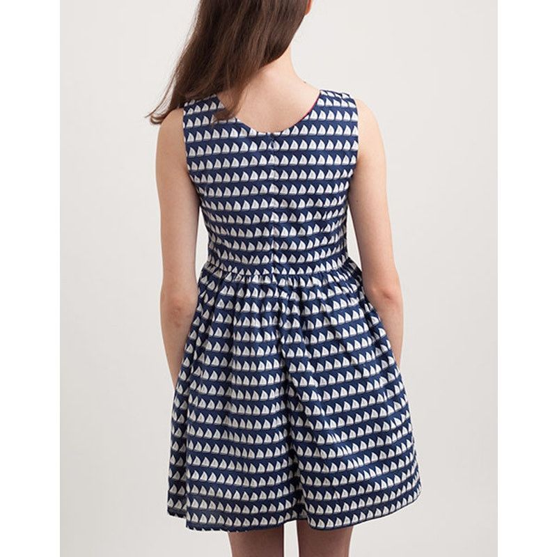 Nordstrom Kling Battelli Navy Blue A-Line Dress - Sailboat Print Size M / US 6-8 / IT 42-44 - 4 Thumbnail